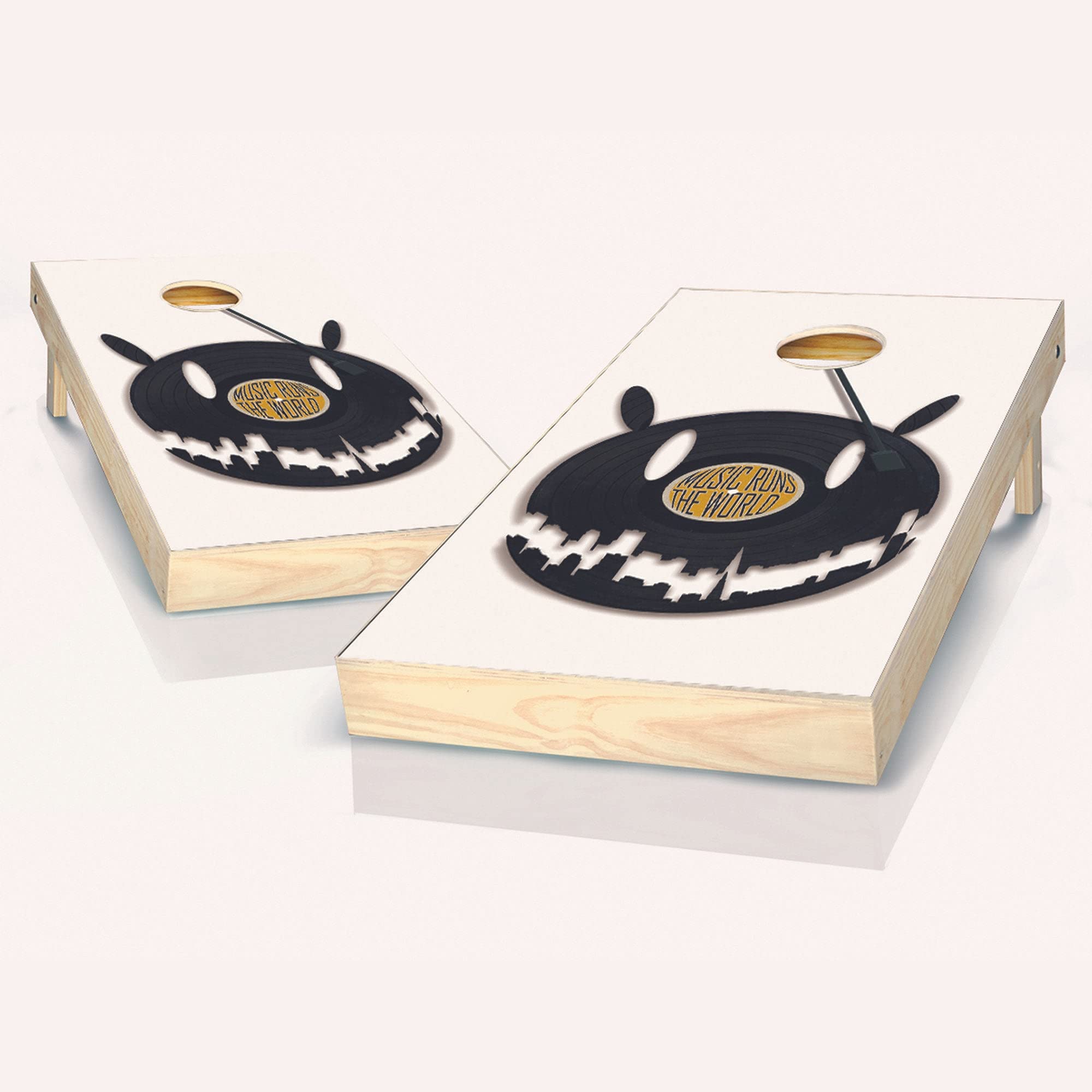 Skip's Garage Music World Cornhole Game Set - 2 Premium Boards & 8 Bean Bags with Custom Accessories - Outdoor Lawn Games for Backyard Parties, Tailgating, and Family Gatherings