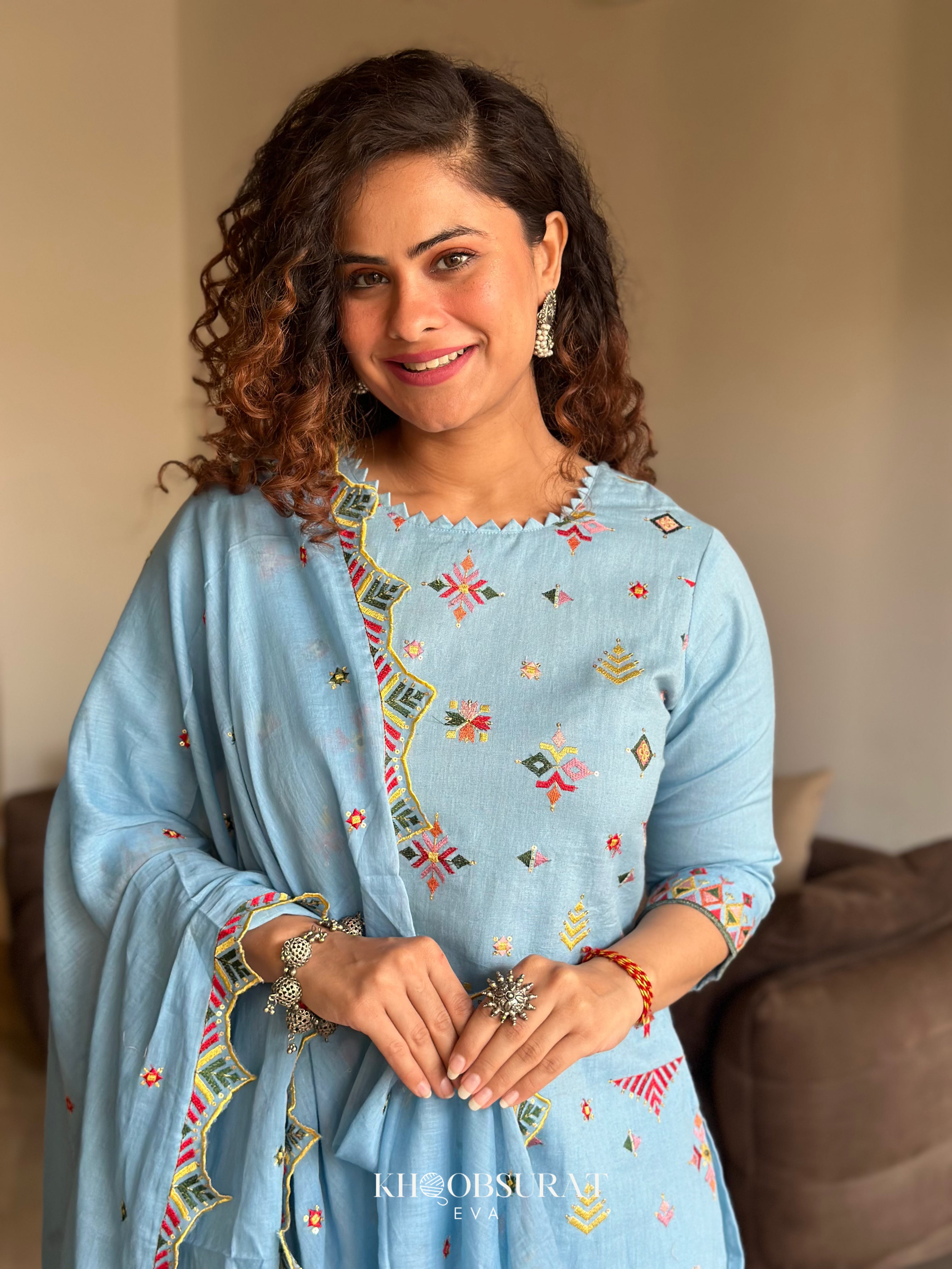 Blue Breeze Cotton Kurta Suit Set for Women - Comfortable Traditional Indian Outfit for Festivals, Weddings & Casual Wear