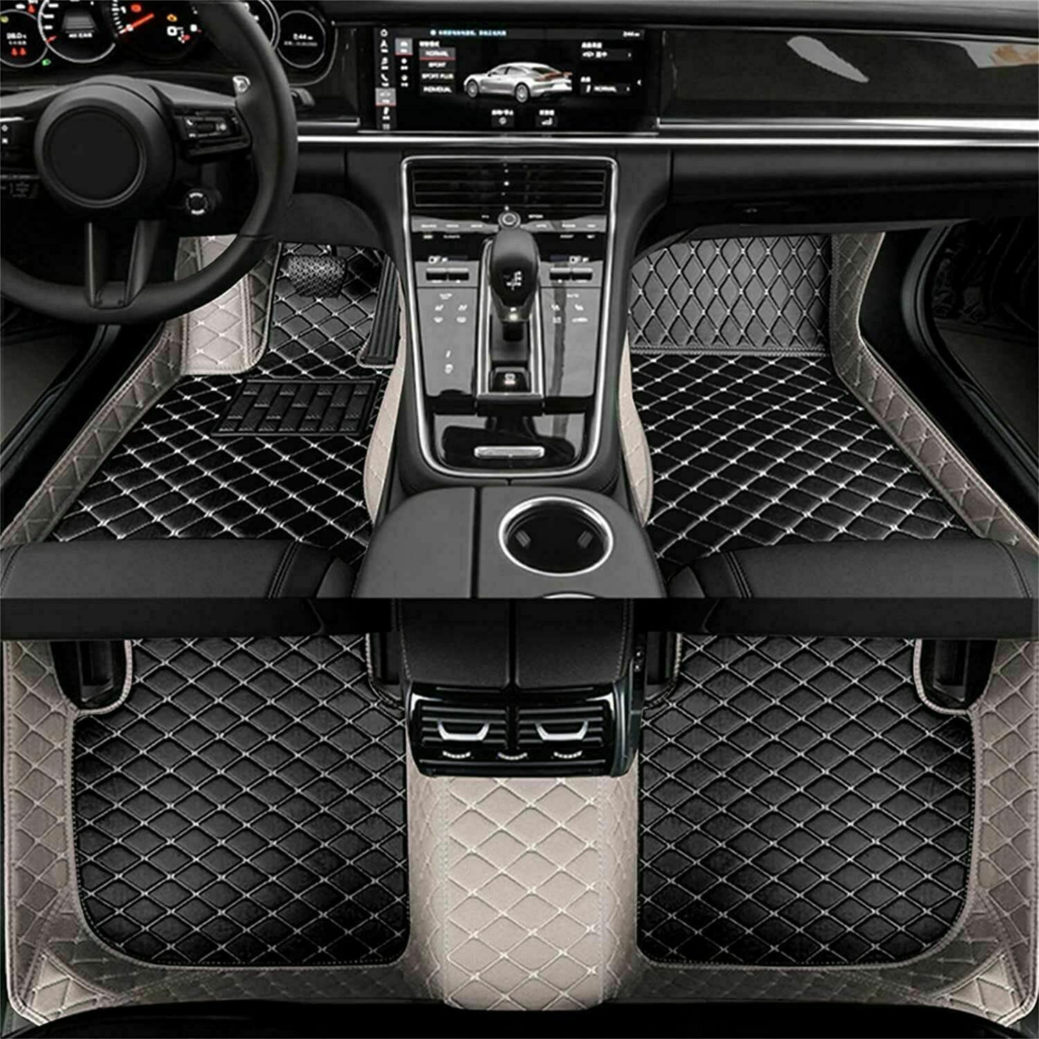 Premium Custom Fit BeiLun Car Floor Mats - Luxury Leather All-Weather Protection Floor Liners for 98% Vehicle Models (Black/Gray) | Perfect for Daily Commuting, Road Trips & Extreme Weather Protection