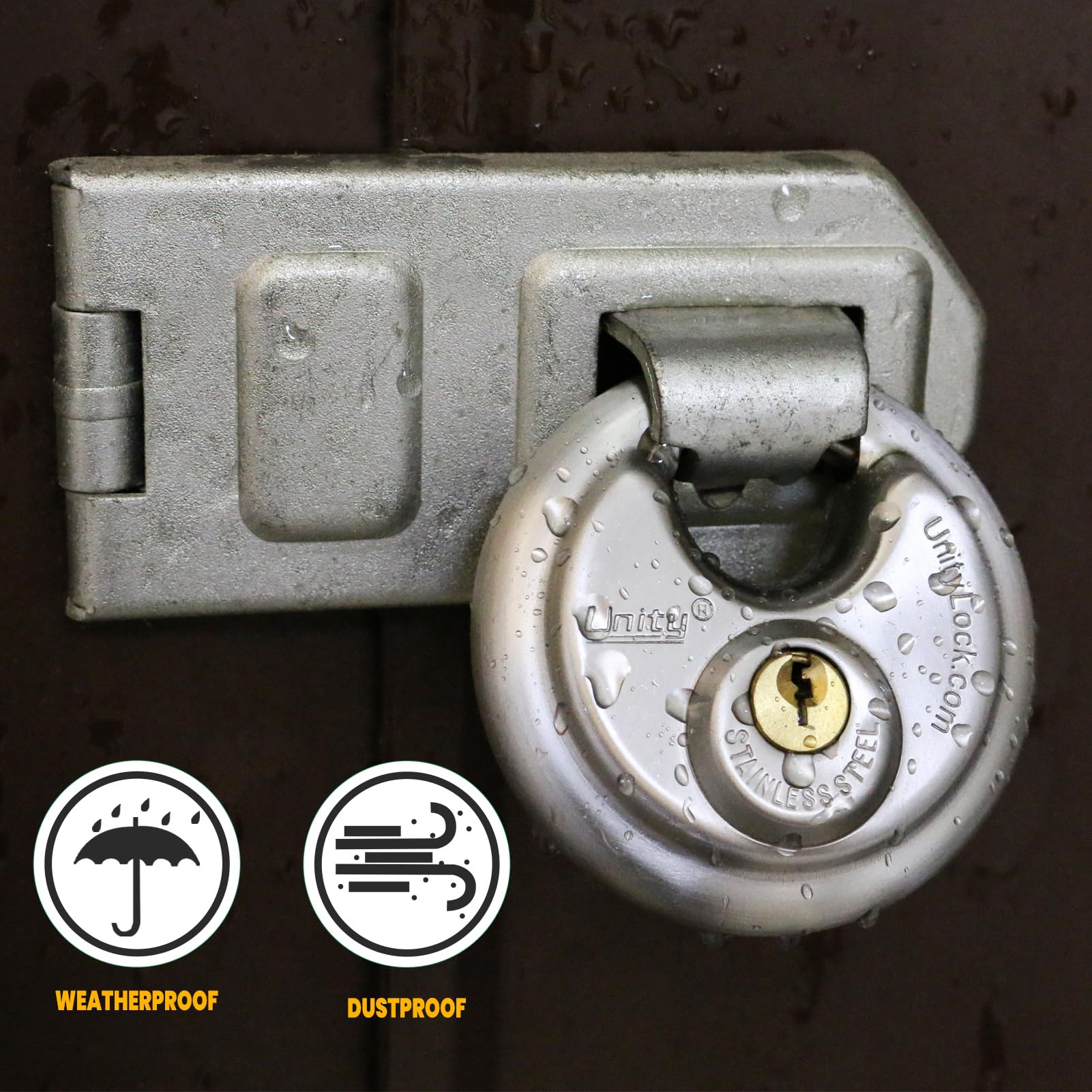 **Stainless Steel Disc Padlock 2 3/4'' (70mm) - Heavy Duty Round Disc Lock for Self Storage, Trailers, Trucks, Sheds, Fence & Containers | Outdoor Security Lock for Home & Commercial Use**