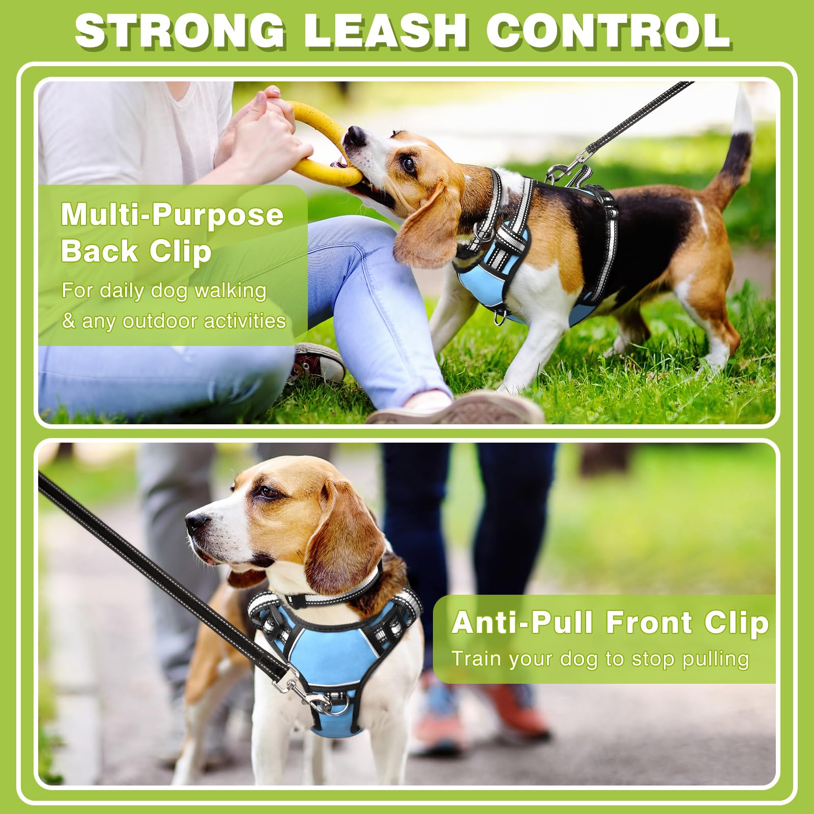 WINSEE No Pull Dog Harness - Adjustable Reflective Pet Vest with Front/Back Leash Clips for Small Medium Large XL Dogs - Easy Control Handle for Walking, Running & Outdoor Adventures