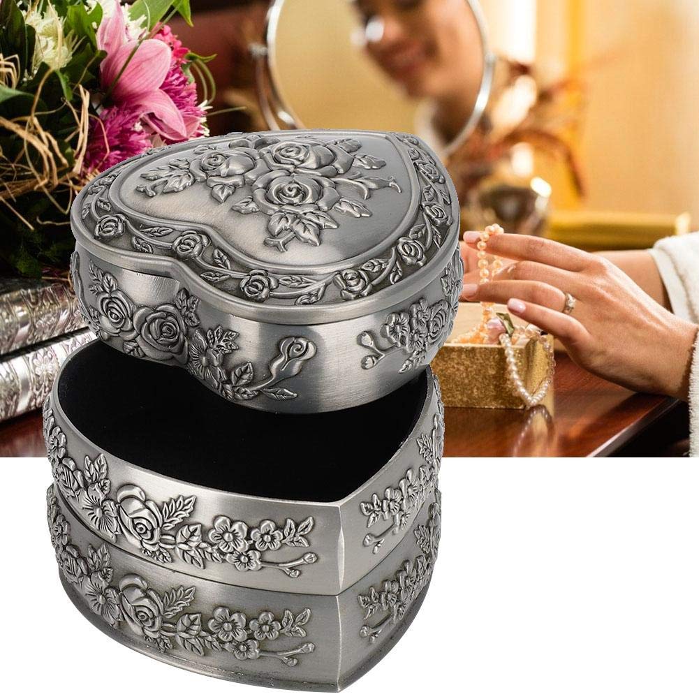 Antique European Style Heart-Shaped Jewelry Box Organizer - 4-Layer Ring & Jewelry Storage Case with Retro Decorative Design | Perfect for Display, Travel & Gift Giving