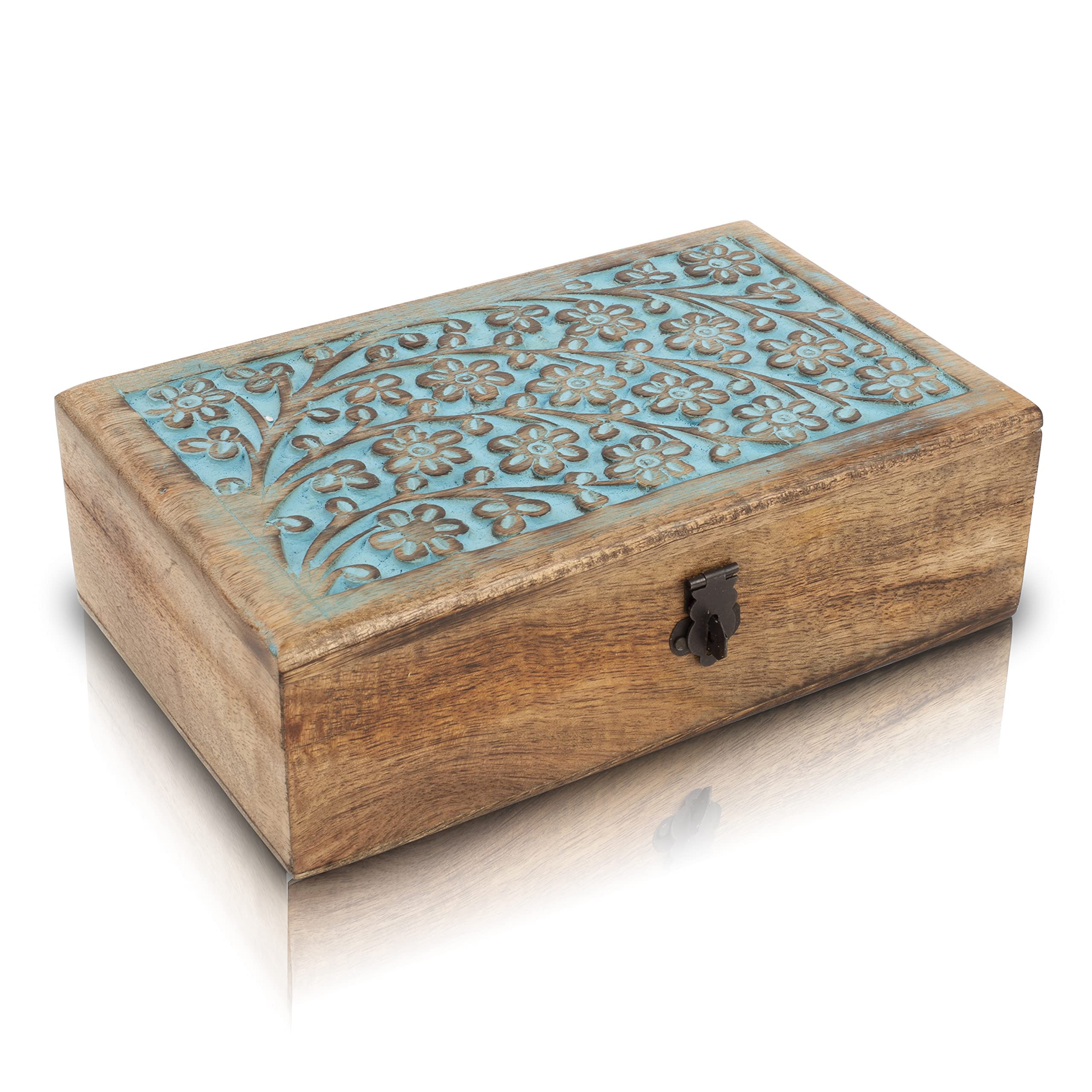 Handmade Wooden Jewelry Box with Lock & Key - Jewelry Organizer, Keepsake Box, Watch Storage - Perfect Birthday, Housewarming Gift for Women - Great for Travel, Home Decor, and Special Occasions