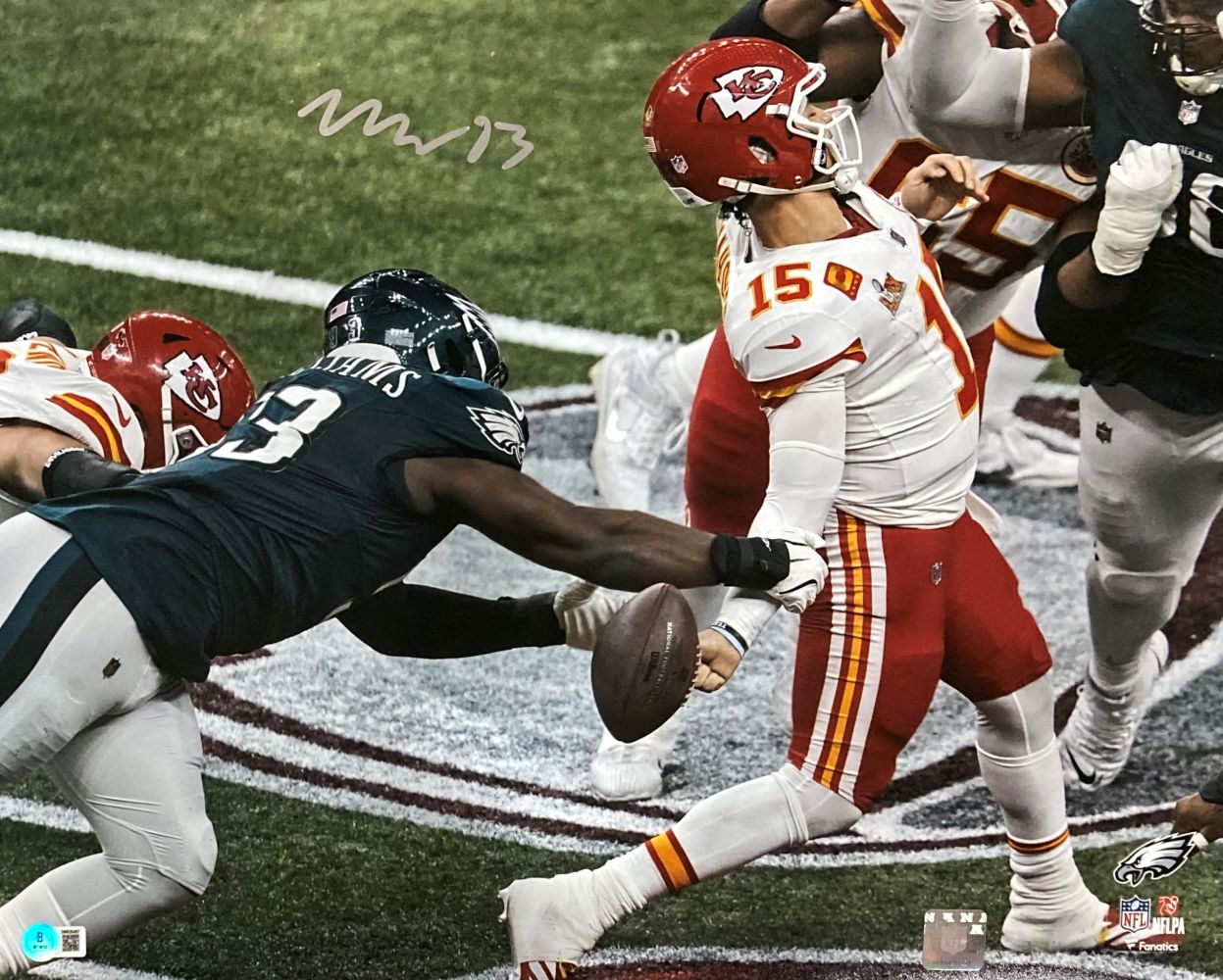 Authentic Milton Williams Signed 16x20 Philadelphia Eagles Super Bowl 59 Game-Winning Mahomes Strip Sack Photo - Limited Edition Collectible for Sports Memorabilia Fans, Man Cave Decor, Eagles Fan Gifts, and Football Enthusiast Collections