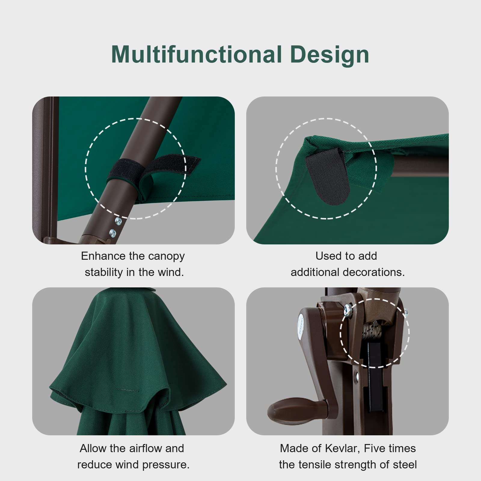 Premium Cantilever Patio Umbrella with Aluminum Stand - 3-Year Fade-Resistant Olefin Canopy, 360° Rotation & Adjustable Tilt - Perfect for Poolside, Deck, Garden, and Outdoor Dining Areas