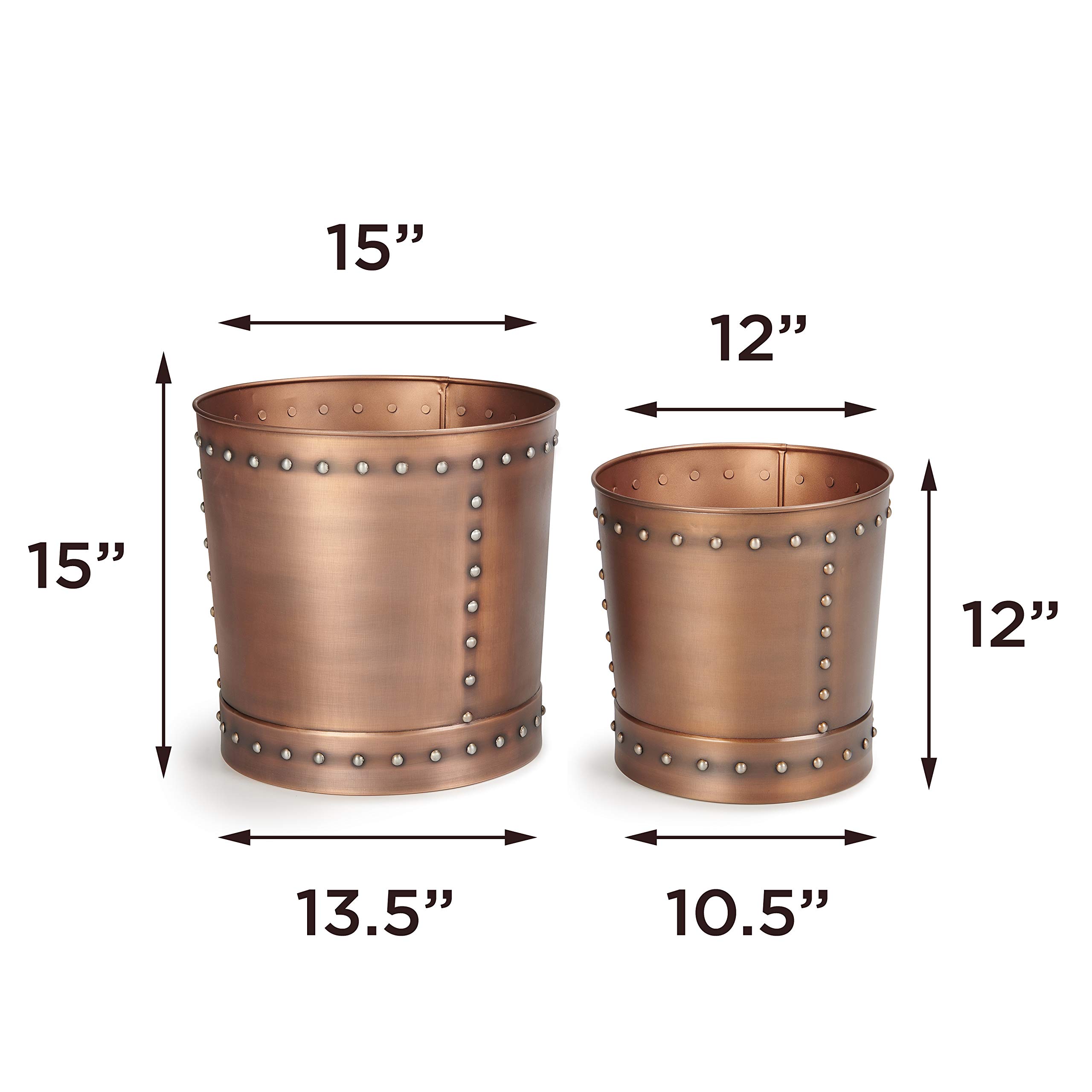 Good Directions P1215C Large Riveted Copper Planter Set of 2 - Indoor & Outdoor Garden Decor for Patio, Deck, Balcony & Home Décor | Perfect for Flowers, Herbs & Succulents
