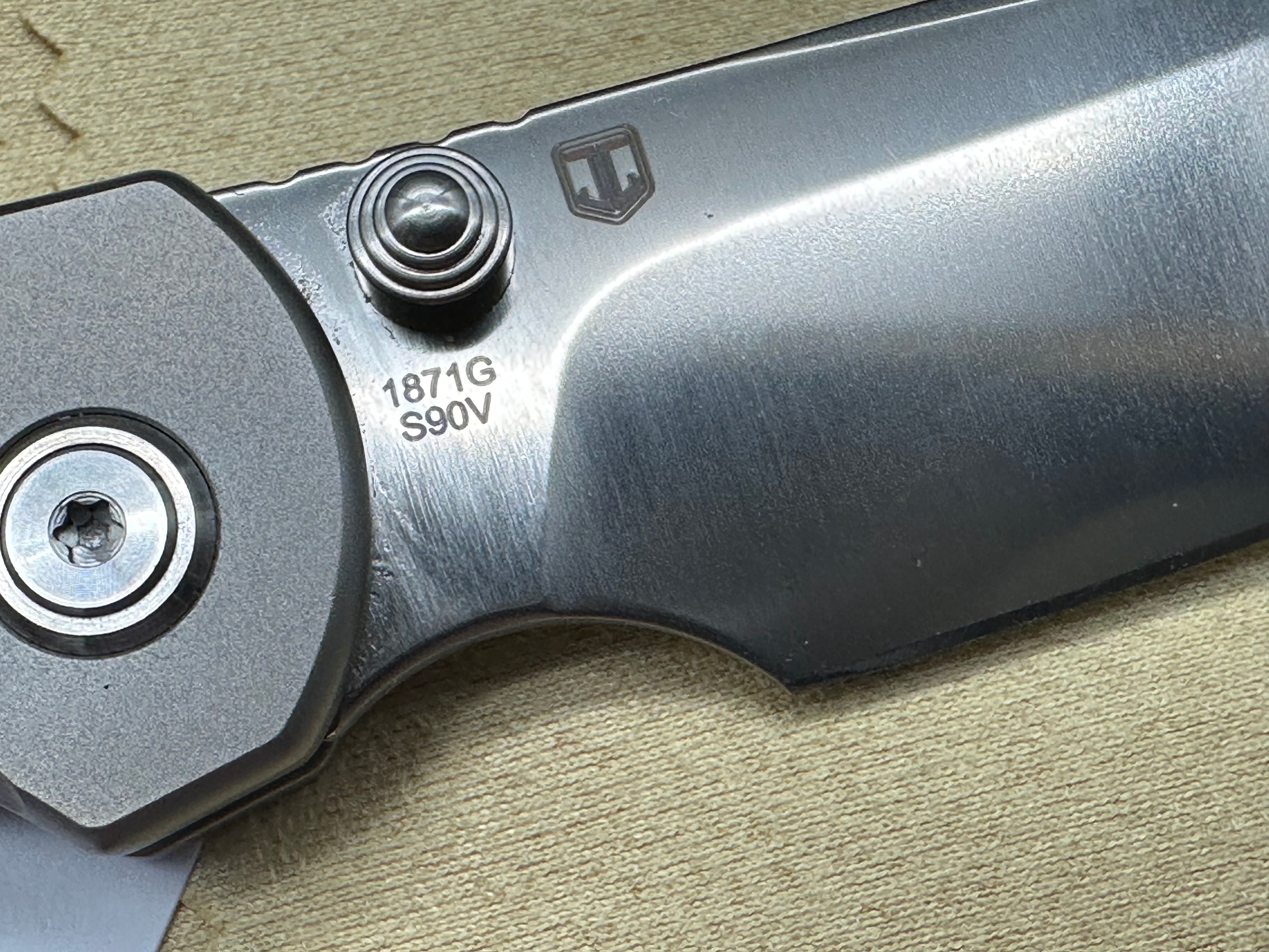 ARTISAN CUTLERY CLEO Button Lock Folding Knife - Titanium Handle, S90V Steel Plain Edge - EDC Pocket Knife for Outdoor, Camping & Everyday Carry