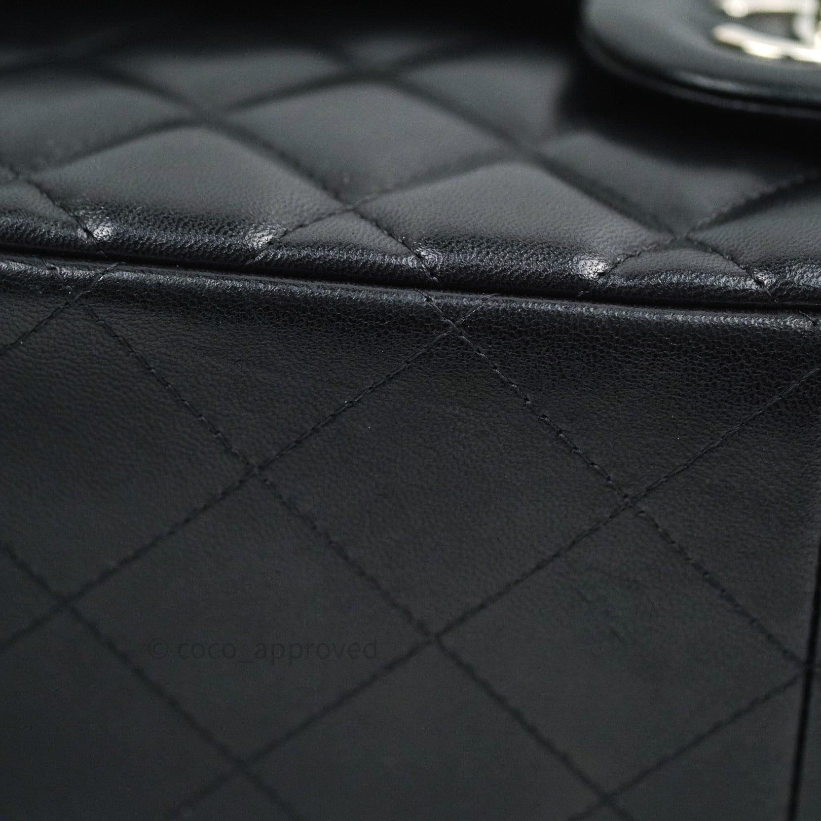 Chanel Classic Jumbo Double Flap Bag Black Lambskin Leather with Silver Hardware - Luxury Designer Handbag for Women, Perfect for Evening Events & Special Occasions