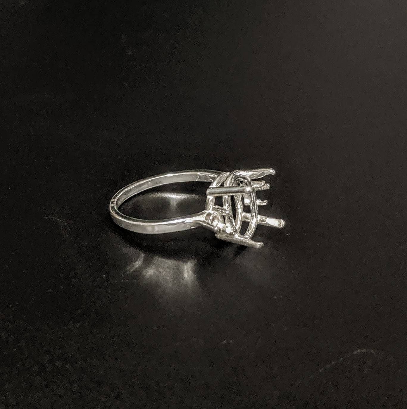 10x8mm & 14x12mm Oval Sterling Silver or 14k Gold Ring Setting with Accents - Pre-Notched Shank (Sizes 5, 6, 7, 8) - Perfect for Engagement Rings, Wedding Bands & Custom Jewelry Making