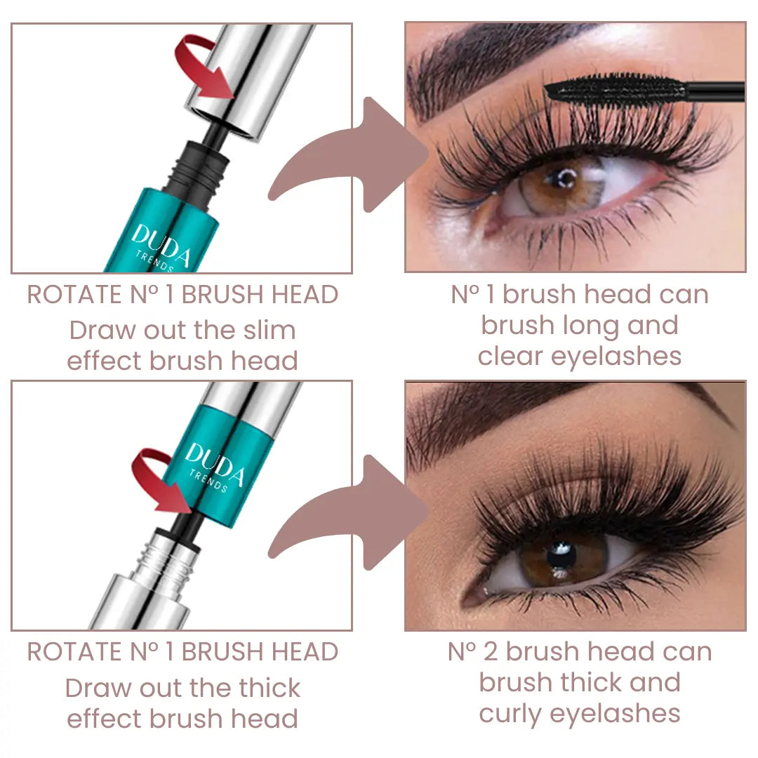 Best Black Mascara 2-in-1 for Volume & Length - Waterproof & Smudge-Proof - Perfect for Day & Night Makeup Looks