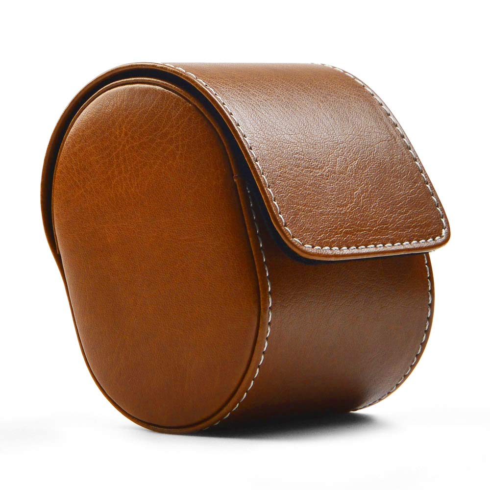 Premium Leather Watch Storage Box - Single Travel Watch Case for Men & Women - Luxury Gift Box for Christmas, Anniversary, Birthday (Brown) - Perfect for Travel, Home Storage & Watch Collection Display