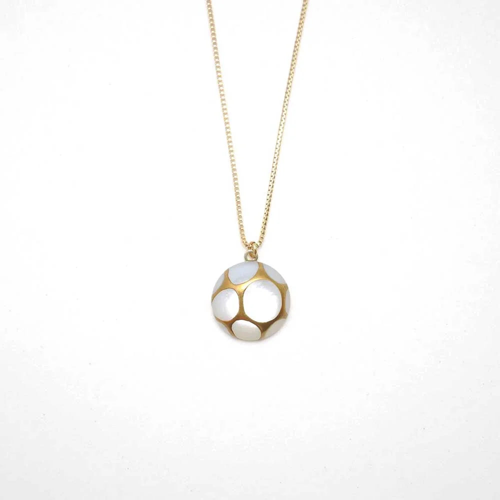 Handcrafted Japanese Maki-e Urushi Lacquer Pendant Necklace with White South Sea Pearl Shell - Traditional Thread Pattern Jewelry for Women, Perfect for Weddings & Special Occasions