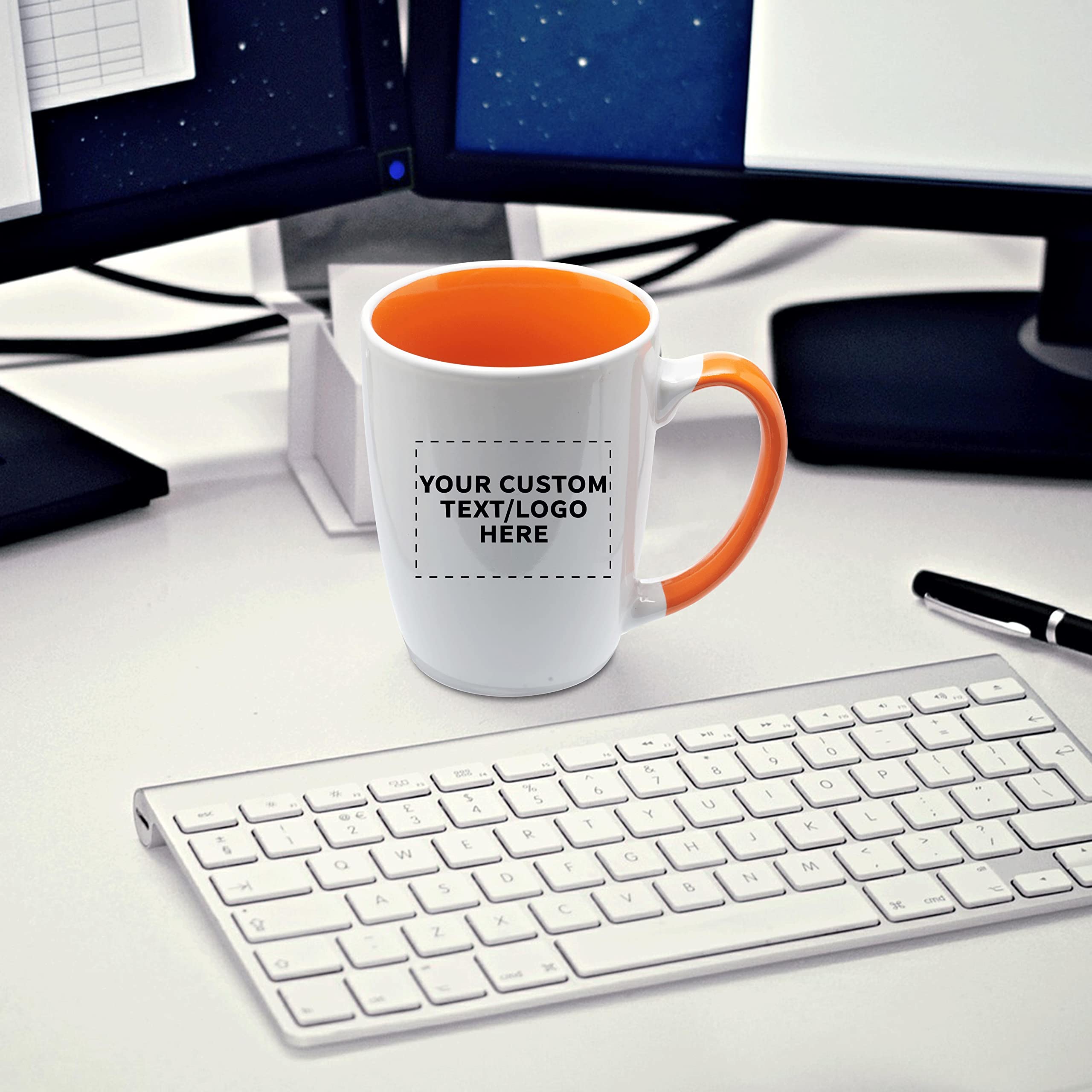 Custom Java Two-Tone Coffee Mugs 12 oz (Set of 50) - Bulk Personalized Coffee Cups for Office, Restaurants & Events - Great for Coffee, Tea, Hot Cocoa & Gifts - Orange