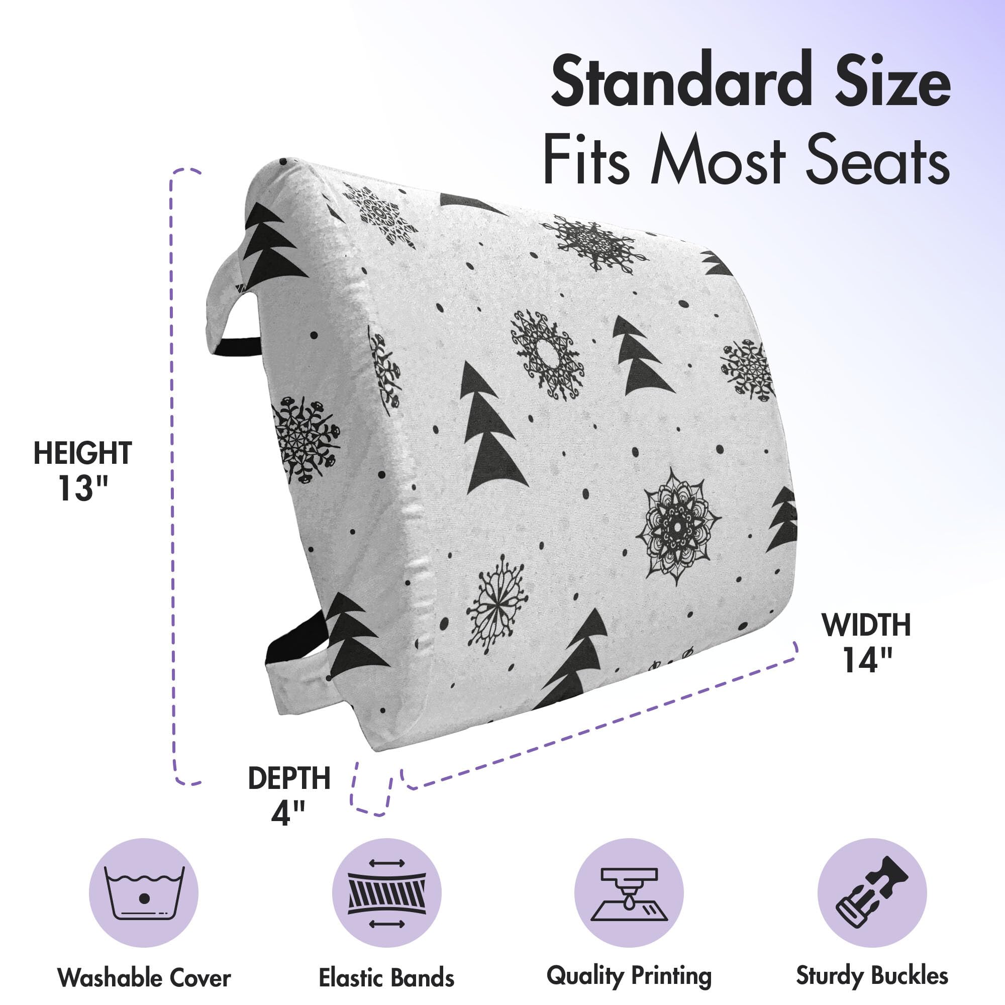 Ambesonne Nordic Lumbar Support Pillow - Christmas Pine Trees & Snowflakes Winter Holiday Design - High Density Foam for Office Chairs & Car Seats - 14