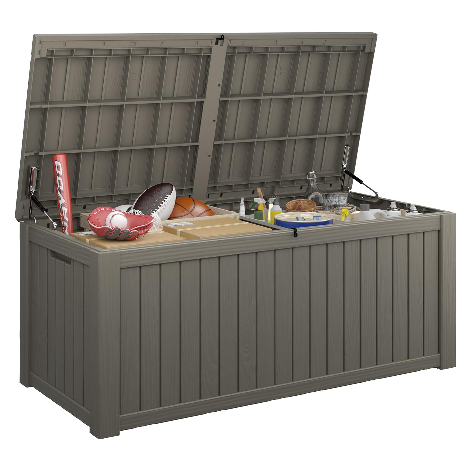 180 Gallon Resin Deck Box - Waterproof & UV Resistant Outdoor Storage for Garden Tools, Toys & Supplies - Perfect for Patio, Backyard & Poolside Organization