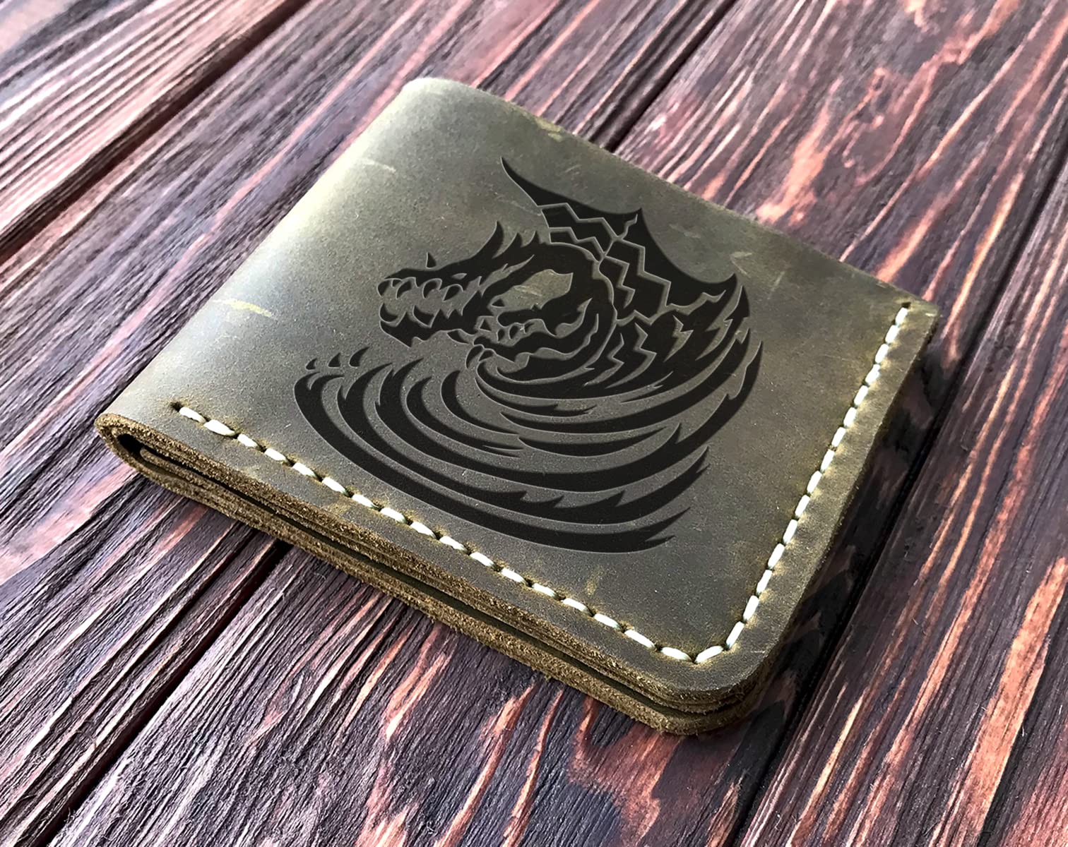 Kushala Daora Monster Hunter World (MHW) Genuine Leather Wallet for Men - Personalized Custom Handmade Gift for Husband, Boyfriend, Gamer & Geek - Christmas, Birthday & Anniversary Present - Perfect for Gaming Conventions, Cosplay & Everyday Use