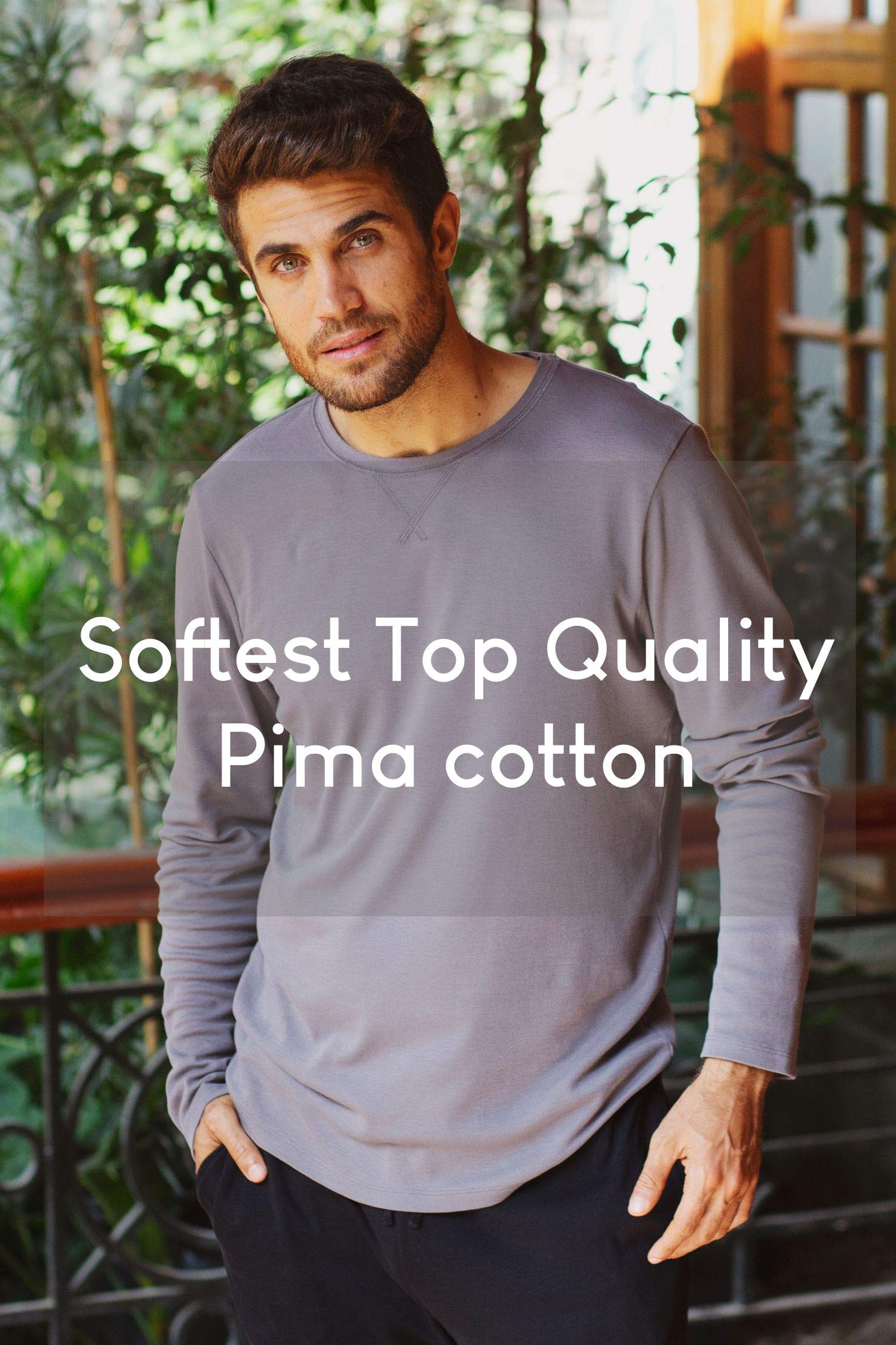 Premium Pima Cotton Men's Pajama Set - Ultra Soft Lounge Wear for Sleeping & Relaxing - Perfect for Weekends, Travel and Home Comfort