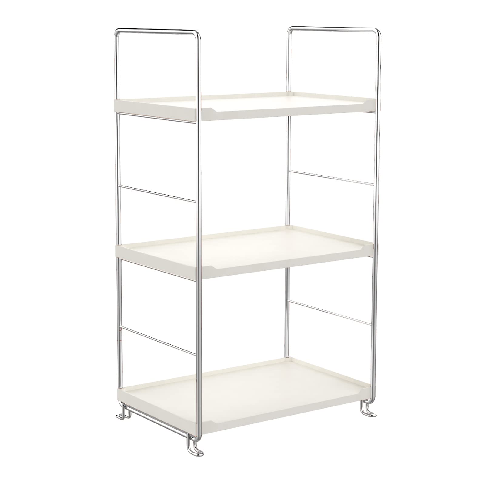 3-Tier Bathroom Countertop Organizer - Makeup & Cosmetic Storage Shelf - Corner Spice Rack for Vanity, Kitchen, Bedroom - Space Saving Silver & White Organizer - Perfect for Small Bathrooms & Cluttered Countertops