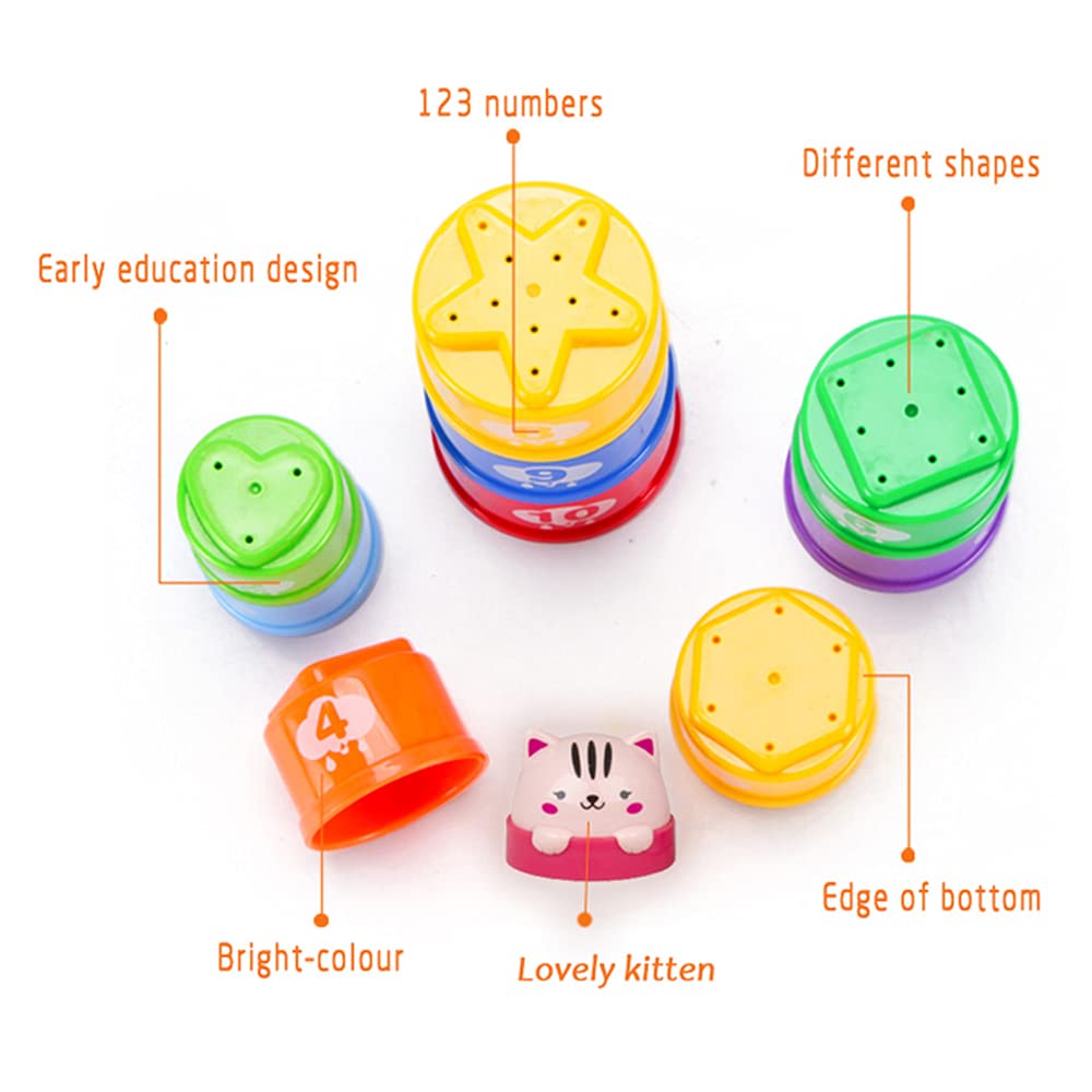 GOODWAY 11-Piece Nesting & Stacking Cups Set - Early Learning Educational Toys for Babies 6-12 Months & Toddlers 1-3 Years - Bath, Beach, Garden & Outdoor Play - Perfect for Sensory Development & Motor Skills (Boy & Girl)