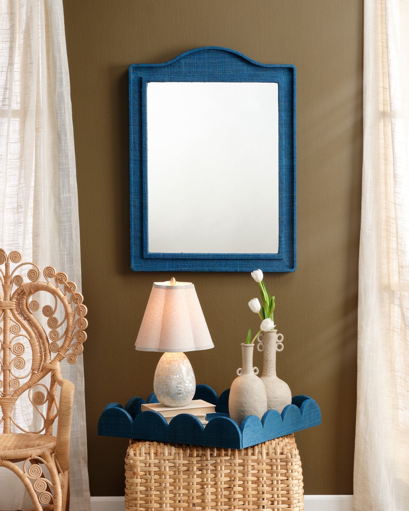 Stylish Hilltop Mirror in Indigo Blue - Perfect for Living Room, Bedroom, or Entryway Decor