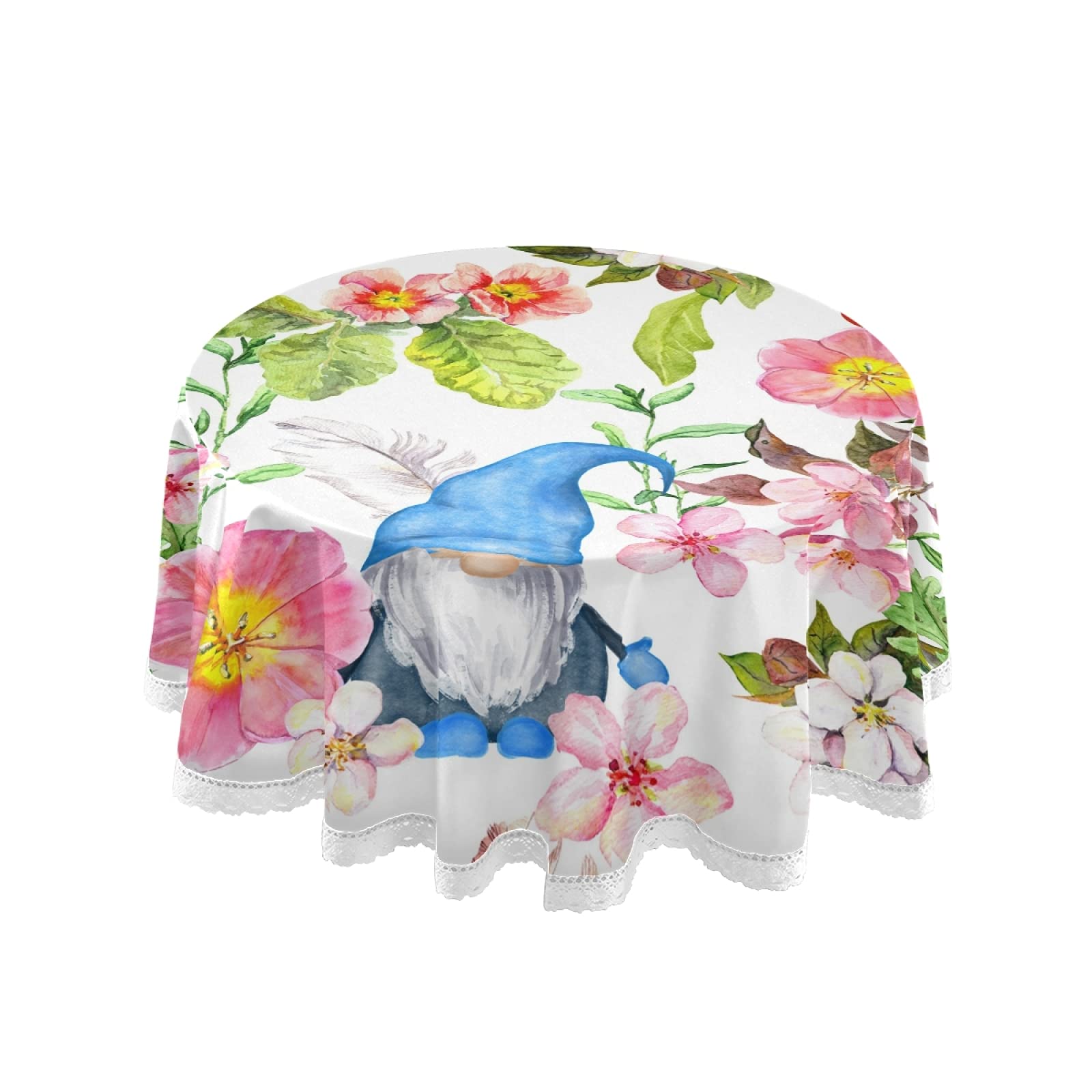 60 Inch Round Tablecloth - Spring Flowers & Cherry Blossom Floral Design, Washable Polyester Table Cover for Kitchen, Dining, Party & Picnic Decor | Perfect for Outdoor Gatherings and Seasonal Home Decor