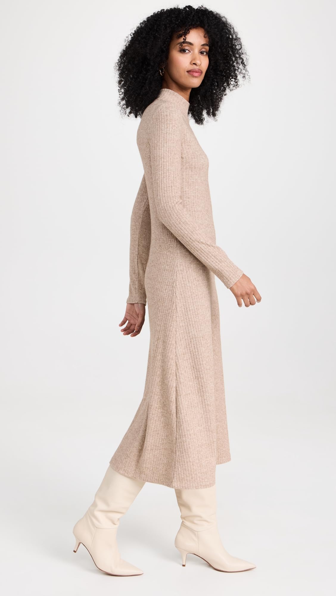 Vince Women's Long Sleeve Mock Neck Dress - Elegant Stretch Knit Bodycon Midi Dress for Work, Party & Evening Wear | Business Casual & Cocktail Attire