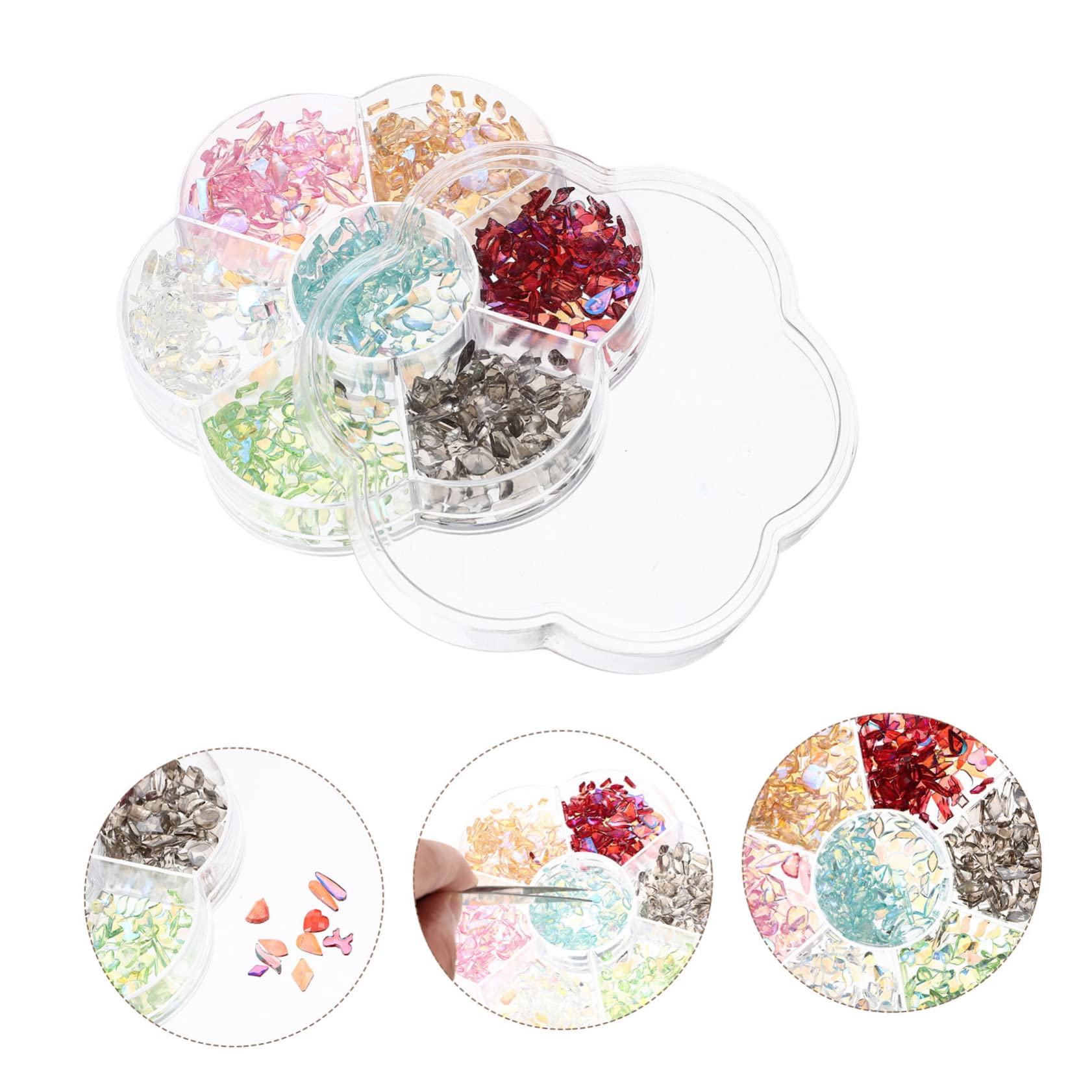Beatifufu 4 Boxes Nail Art Accessories Kit - Rhinestones, Glitters, Gems, Charms & Sequins for Manicure, Salon & DIY Crafts | Perfect for Nail Art, Holiday Decorations & Resin Jewelry Making