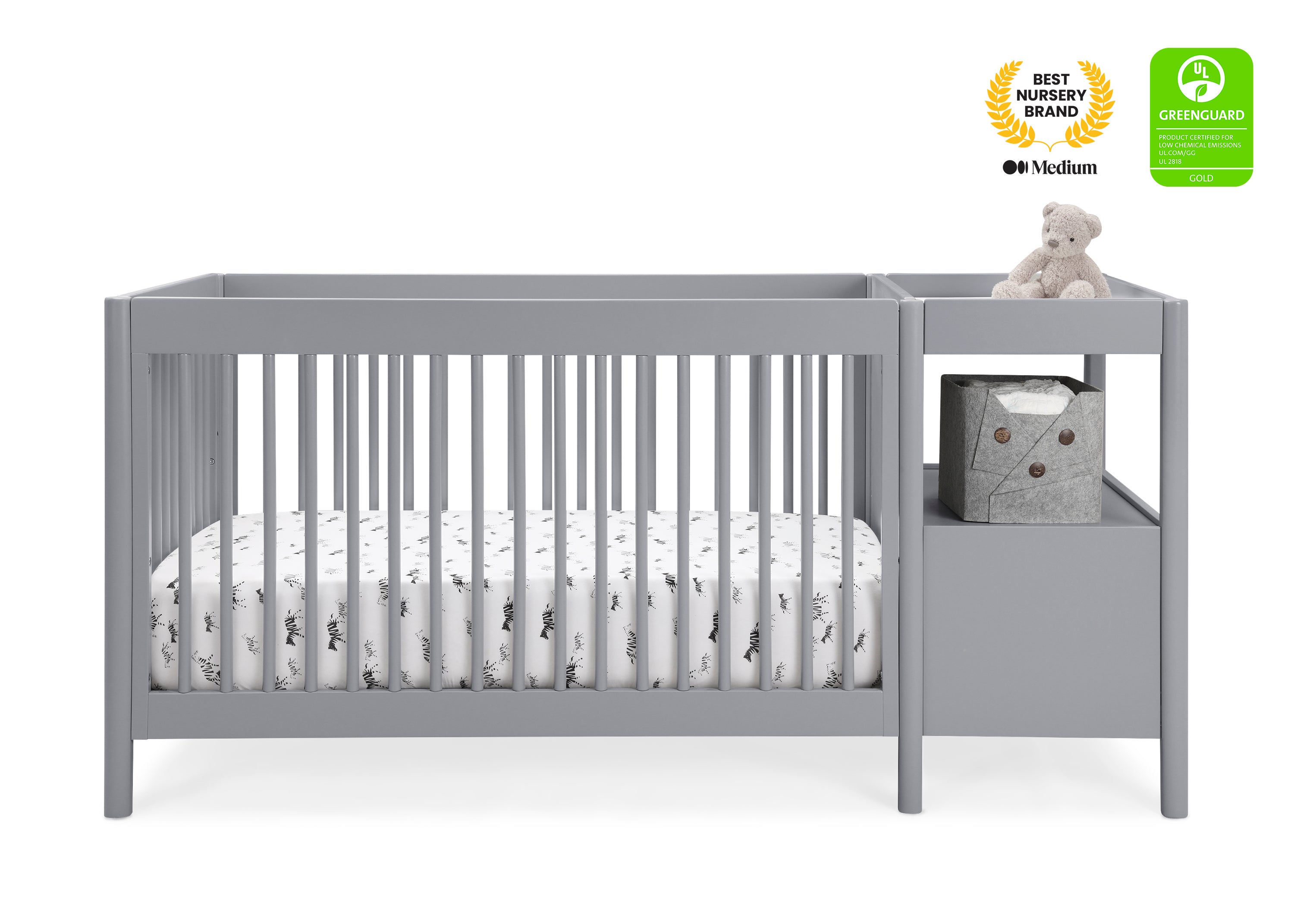 Zoe 5-in-1 Convertible Baby Crib with Changer - Toddler Bed, Daybed & Full-Size Frame - Nursery Furniture for Boys & Girls - Perfect for Small Spaces & Modern Nurseries