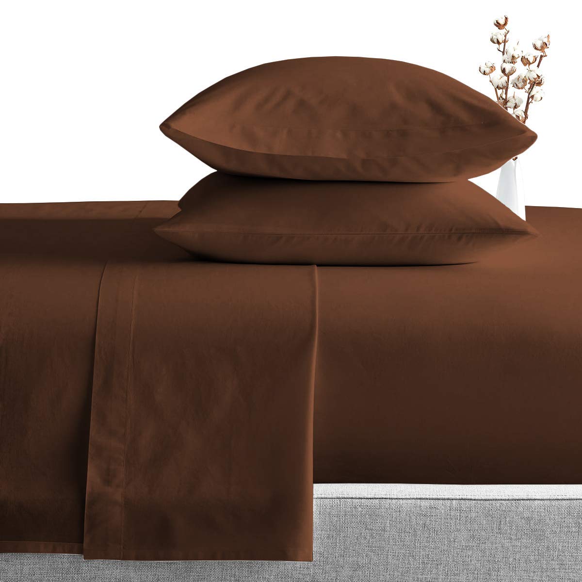 Luxury Queen Size 4-Piece 100% Long Staple Cotton 1000-TC Sateen Weave Bed Sheet Set - Fits Mattresses up to 12