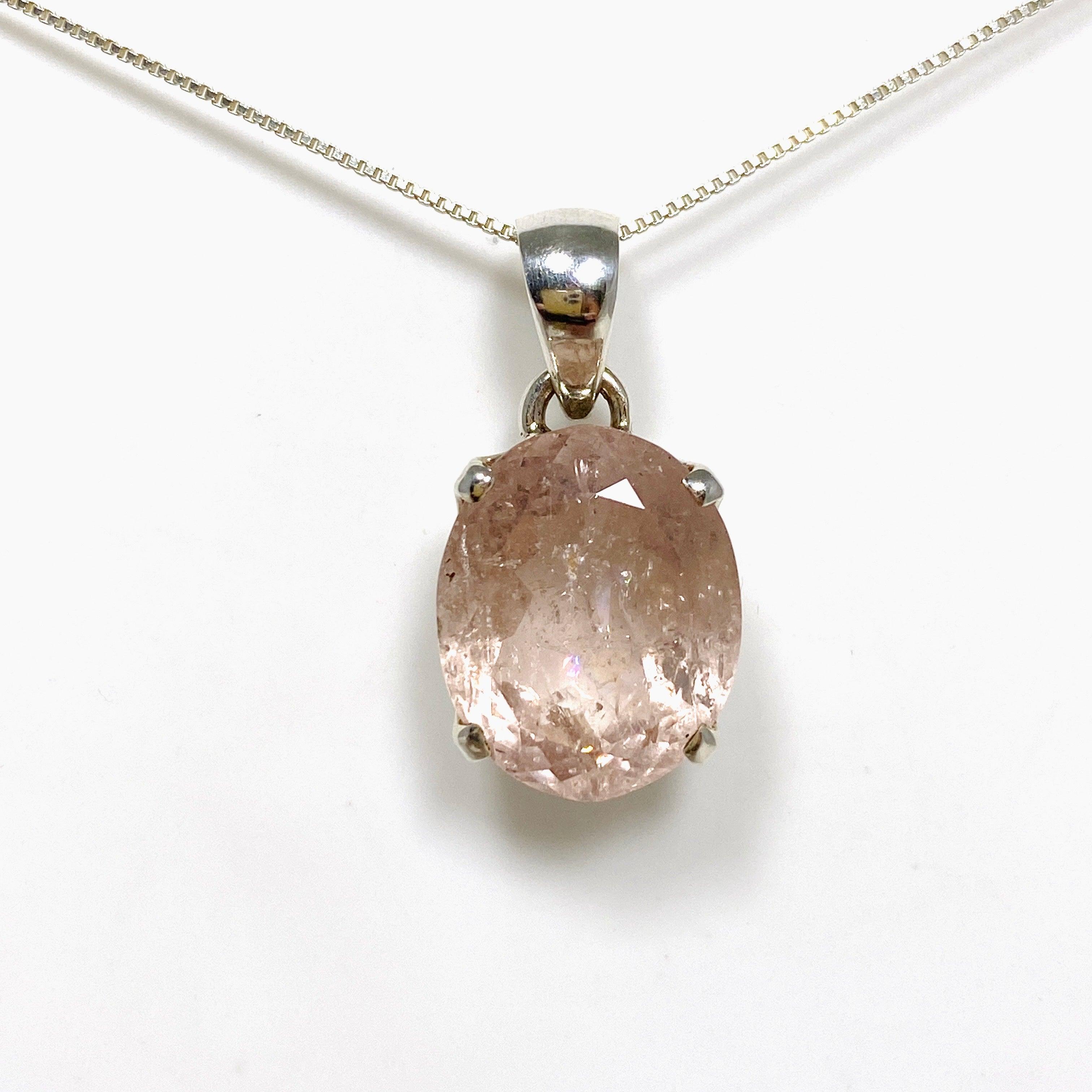 Morganite Faceted Oval Pendant Necklace PPGJ687 - Elegant Jewelry Gift for Women, Perfect for Weddings, Anniversaries & Special Occasions
