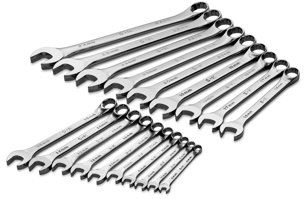 19-Piece 12-Point Metric Combination Wrench Set - Chrome Plated for Durability - Perfect for Automotive Repair, Machinery Maintenance & DIY Projects