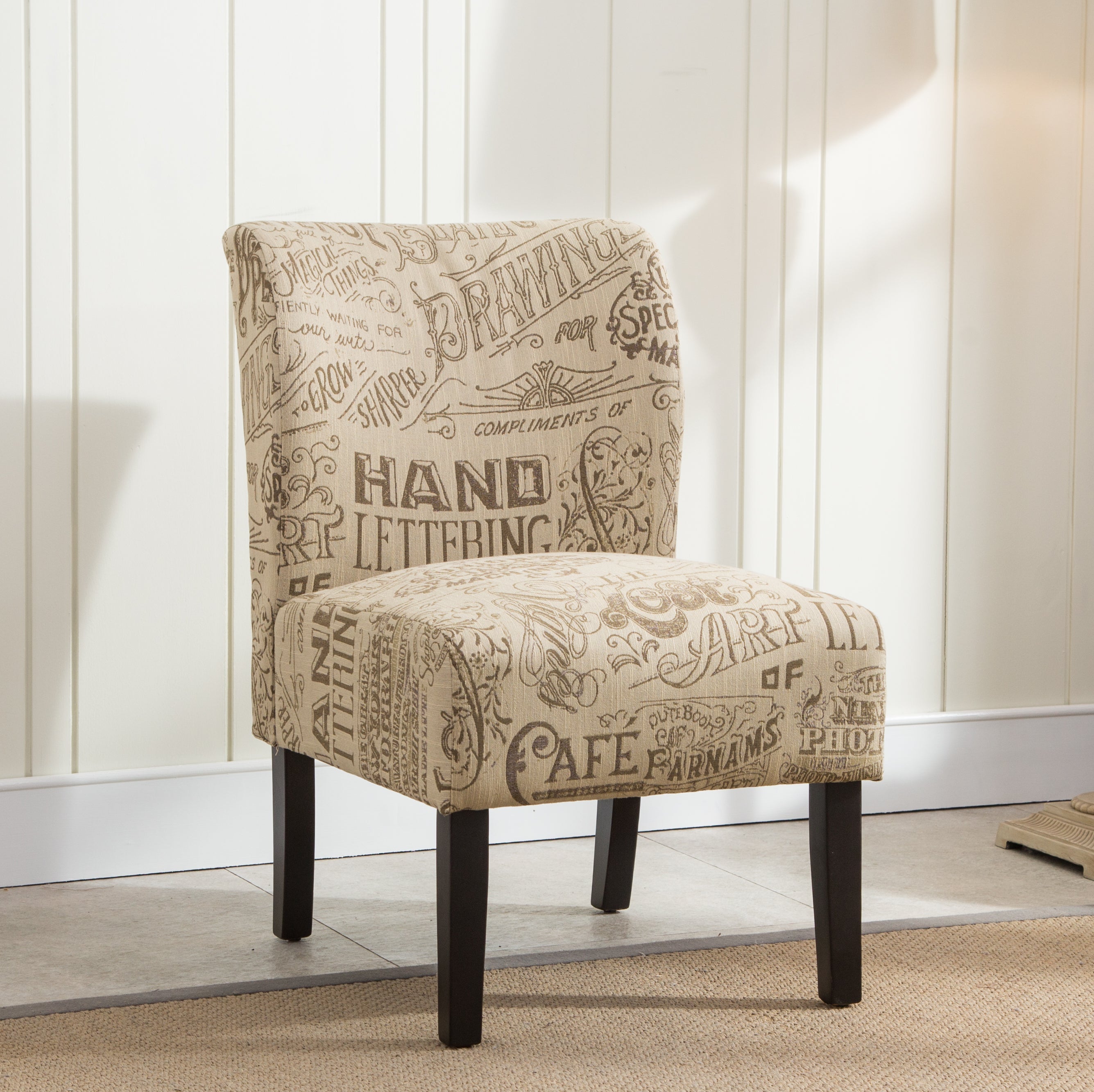 Modern Capa Fabric Armless Accent Chair by Roundhill Furniture - Stylish Contemporary Living Room Seating for Home Office, Lounge & Reading Nook