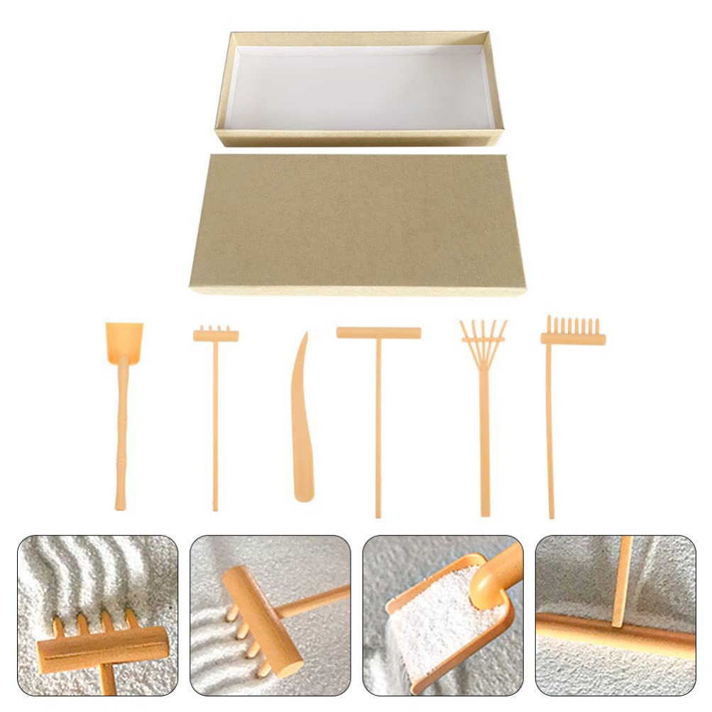 Mini Zen Garden Kit with Zen Rake - Meditation Sand & Rock Set for Desk, DIY Zen Garden Accessories - Perfect for Stress Relief, Office Decor & Mindful Relaxation