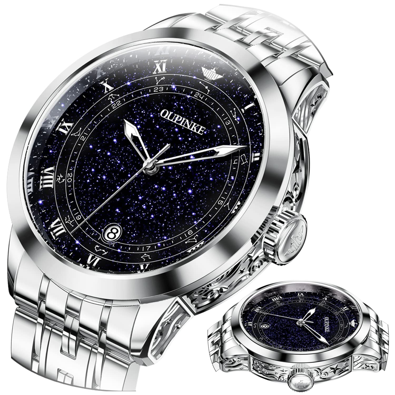 OUPINKE Men's Japanese Automatic Watch - Luxury Gypsophila Dial, Diamond Accents, Waterproof, Luminous, Sapphire Crystal - Perfect for Business, Formal Events & Daily Wear