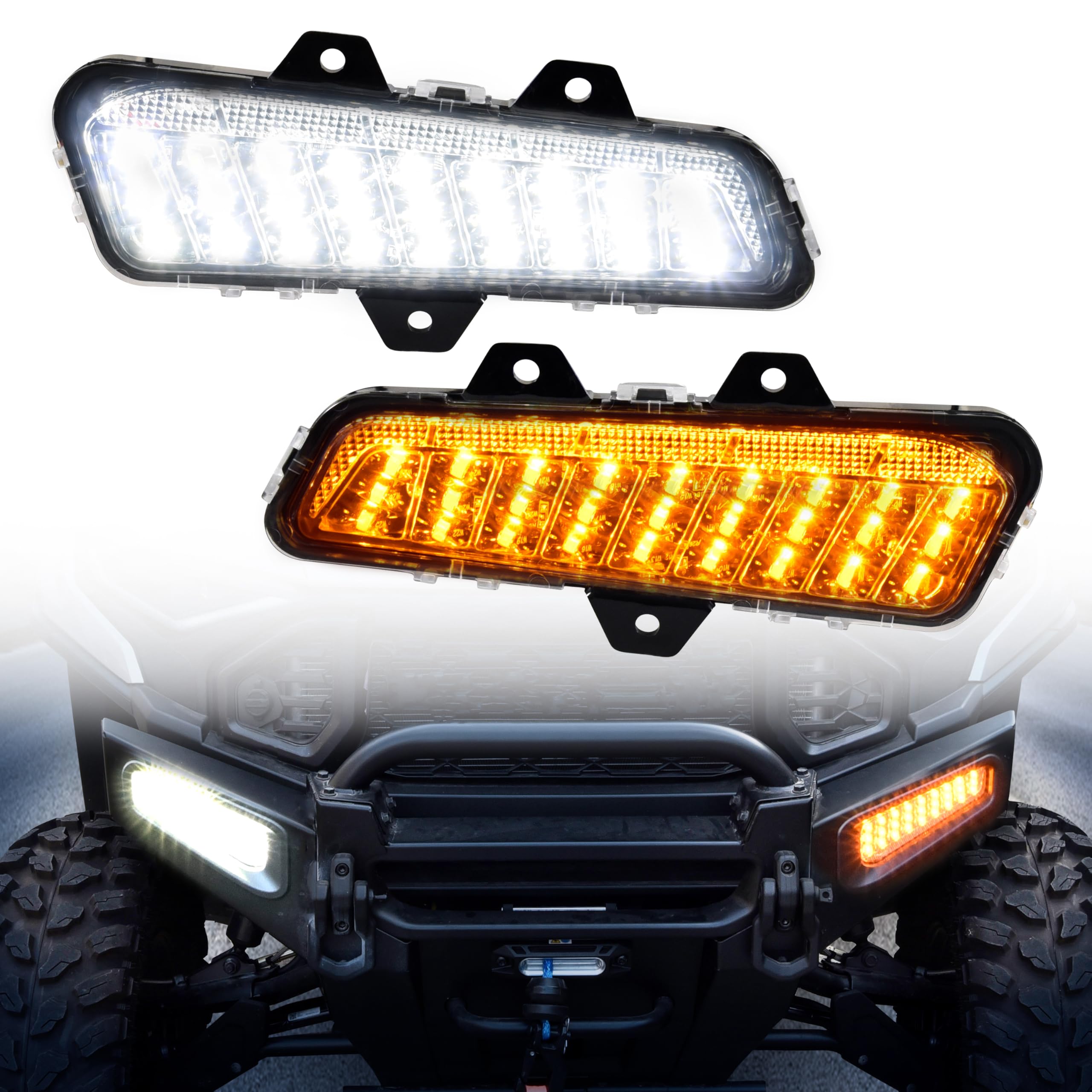 LED Front Bumper Lights for Polaris Ranger XD 1500/Crew 2024-2025 - DRL Turn Signal & Brush Guard Accent Lights - Replacement Part #2889767 - Perfect for Off-Roading, Night Driving & Enhanced Vehicle Visibility