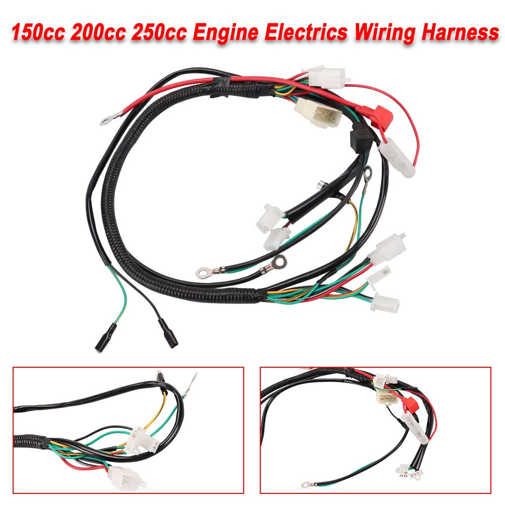 CDI Ignition Coil & Wiring Harness Kit for 150CC-250CC ATV, Dirt Bike, Go Kart - Includes Solenoid Relay, Spark Plug & Start Button - Compatible with TaoTao, Kazuma & 4-Stroke Engines - Perfect for Off-Road, Trail Riding & Racing