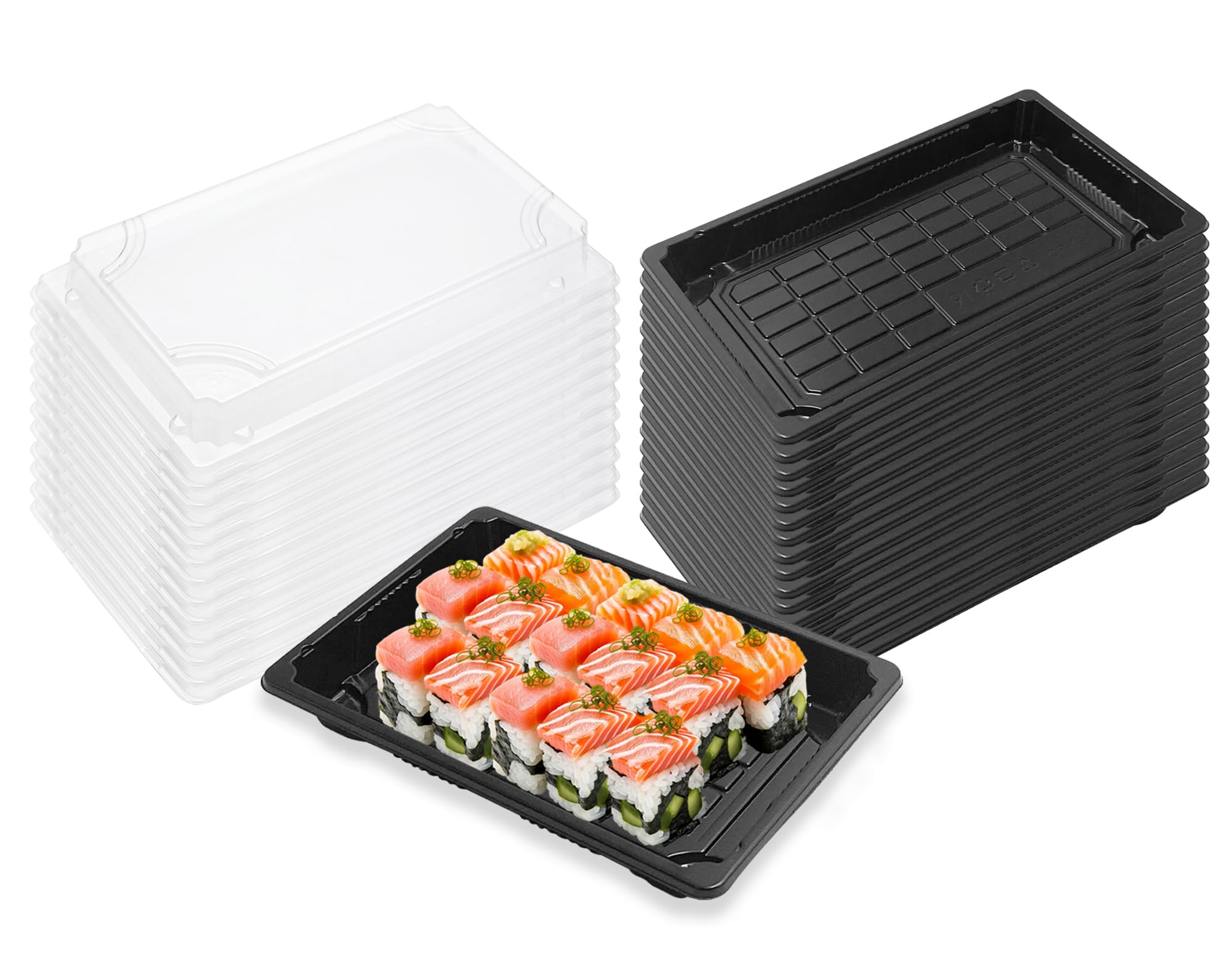 Klex 1.5 oz Disposable Plastic Sushi Containers with Lids - 400 Sets of 8.5