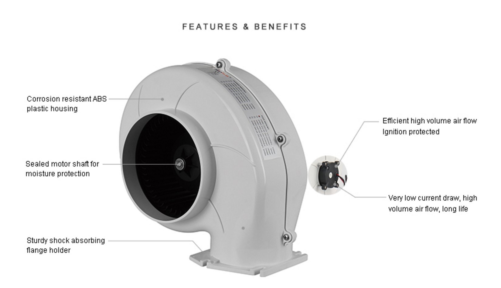 SEAFLO High Flow 12V Blower Fan 320 CFM - Powerful Cooling for RVs, Boats, and Off-Road Vehicles