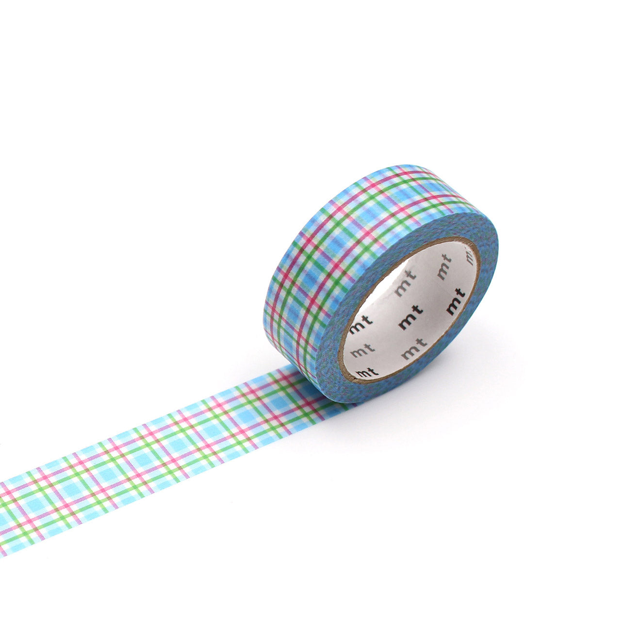 Colorful Checkered Blue Washi Tape - Decorative Japanese Paper Tape for Scrapbooking, Journaling, Gift Wrapping & DIY Crafts (Single Roll)