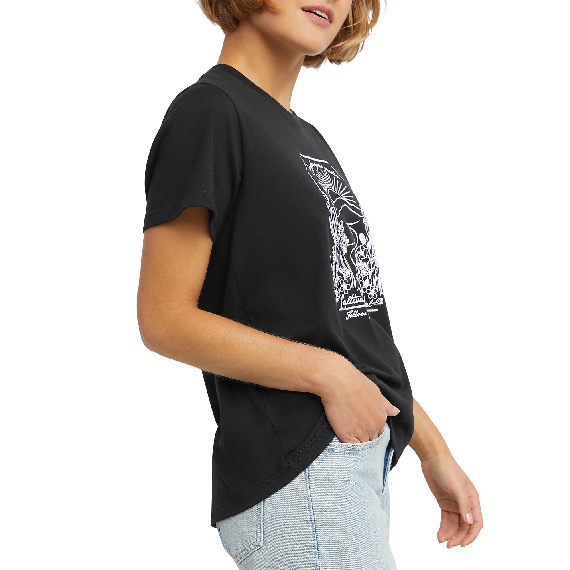 Hanes Women's Originals Graphic Cotton T-Shirt - Soft Casual Short Sleeve Tee for Everyday Wear - Plus Size Available - Perfect for Lounge, Workout and Street Style Outfits