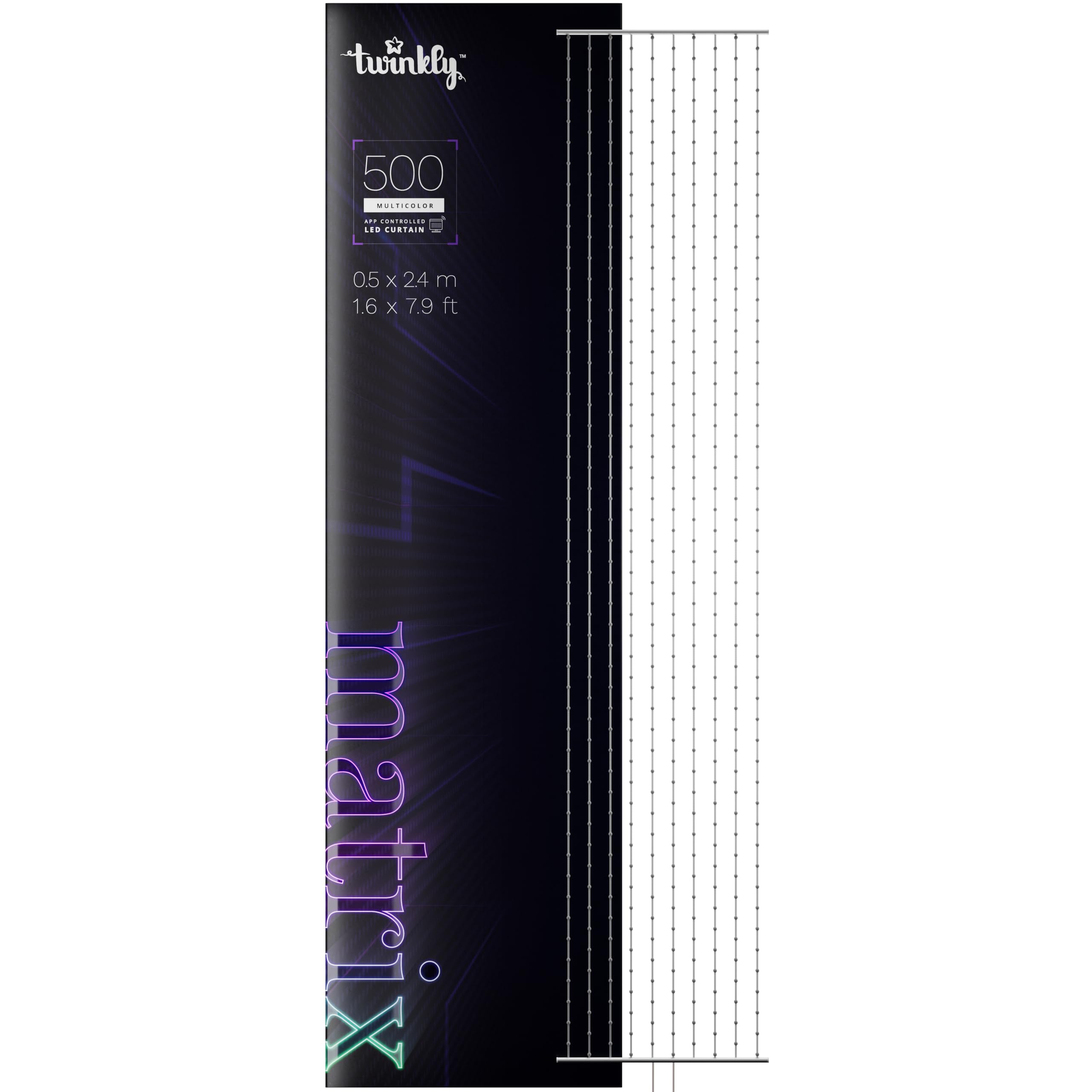Twinkly Matrix 1.64x7.87ft High Density 500 LED RGB Curtain Lights - Smart Multicolor Gaming Light with App Control | Compatible with Razer Chroma, HP Omen, Alexa & Google Home | Transparent Wire Design | Perfect for Gaming Rooms, Bedroom Decor & Party Lighting