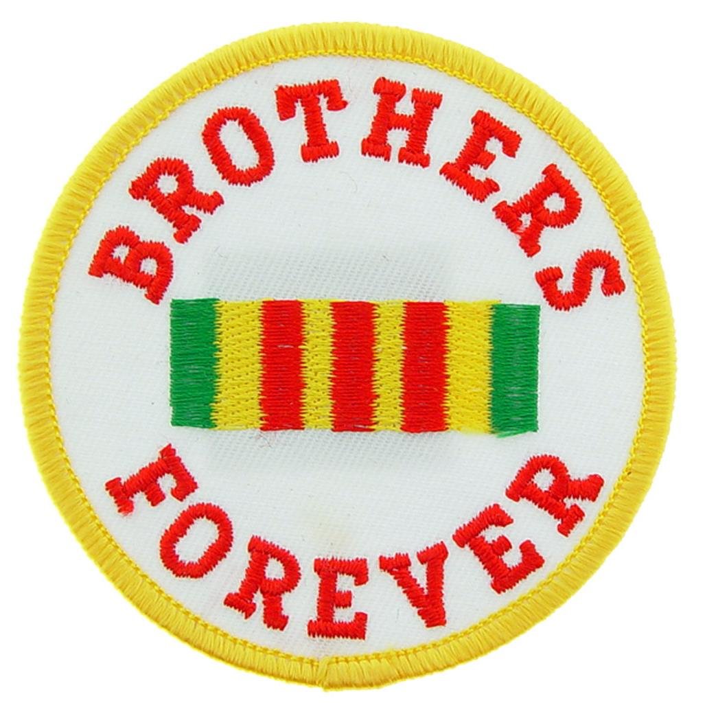 Vietnam Brothers Forever Embroidered Patch - Red & White 3 Inch Military Badge for Jackets, Hats & Backpacks | Vietnam War Veteran Gift & Military Apparel Accessory