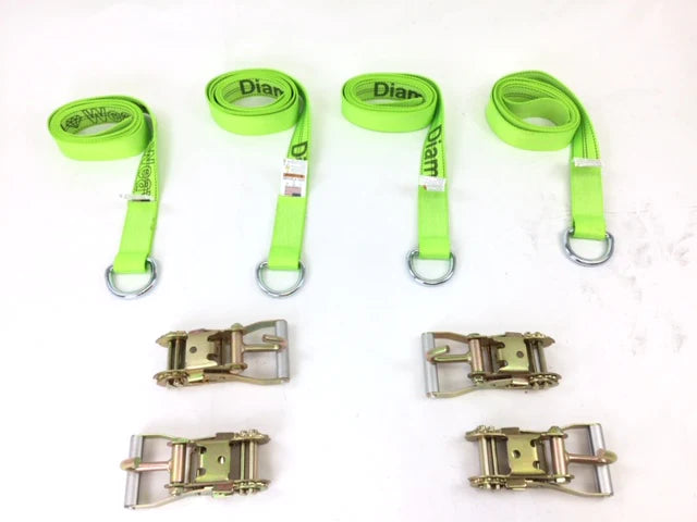 2-Pack 8-Foot Diamond Weave Lasso Straps with Finger Hook Ratchets - Heavy Duty Tie Down Straps for Trucks, Motorcycles, ATVs & Cargo Securing (4 Pack)