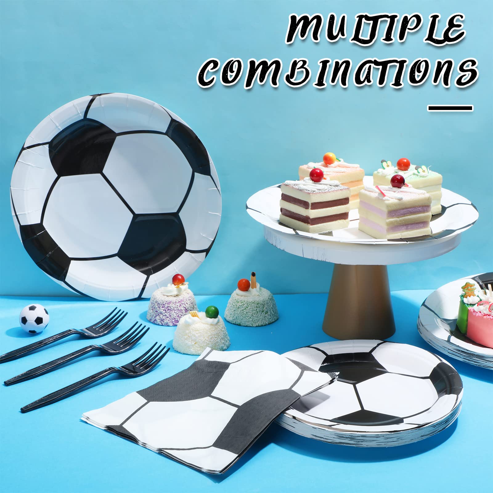 24-Piece Soccer Party Supplies Set - Disposable Tableware, Plates, Napkins & Forks - Perfect for Soccer Birthday Decorations & Themed Party Favors | Ideal for Kids' Birthday Parties, Sports Celebrations & Team Events