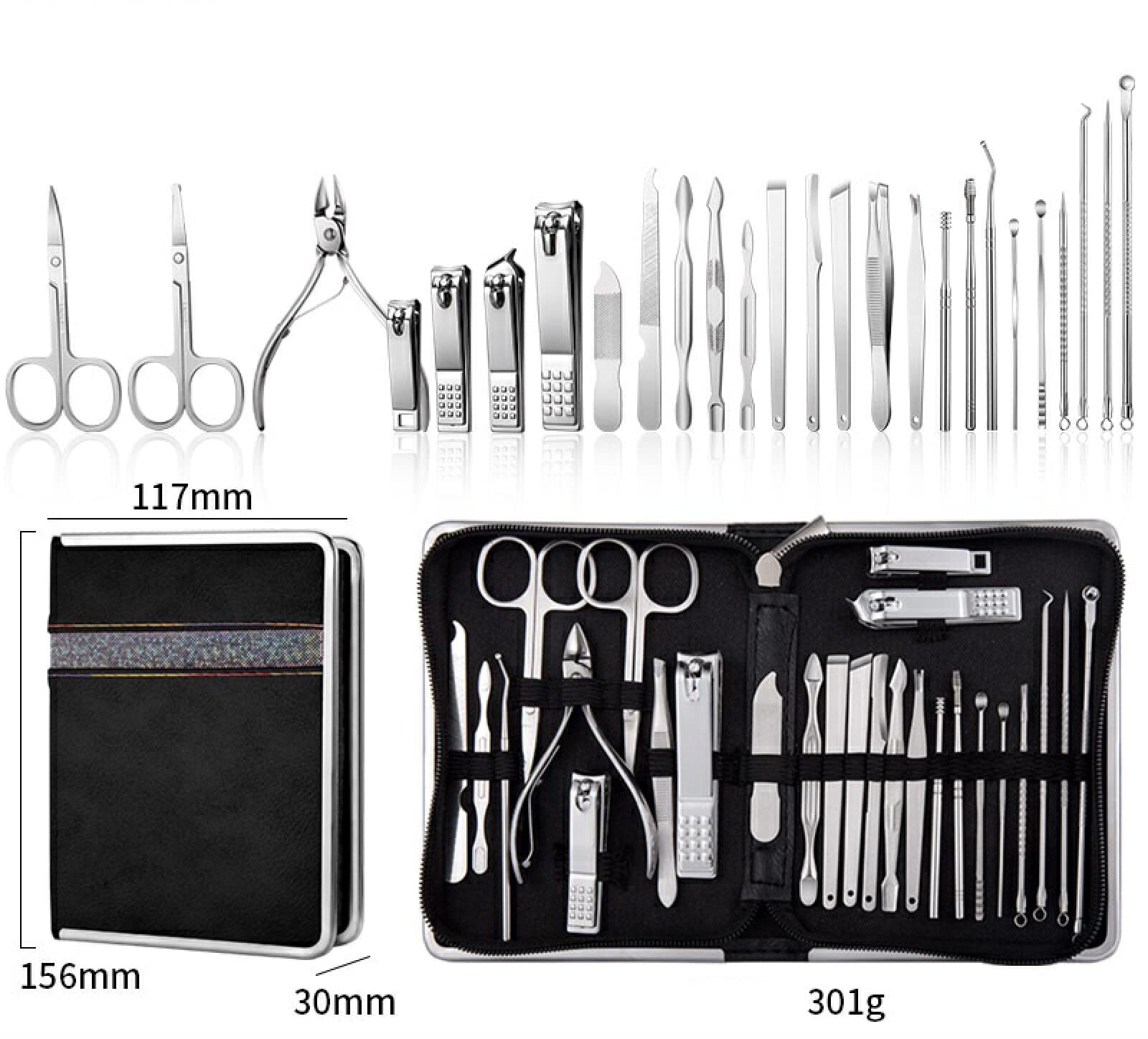 Professional 26-Piece Manicure & Pedicure Set - Nail Clippers, Dead Skin Pliers, Pedicure Knife, Acne Needle with Zipper Bag - Perfect for Home Salon, Travel & DIY Nail Care