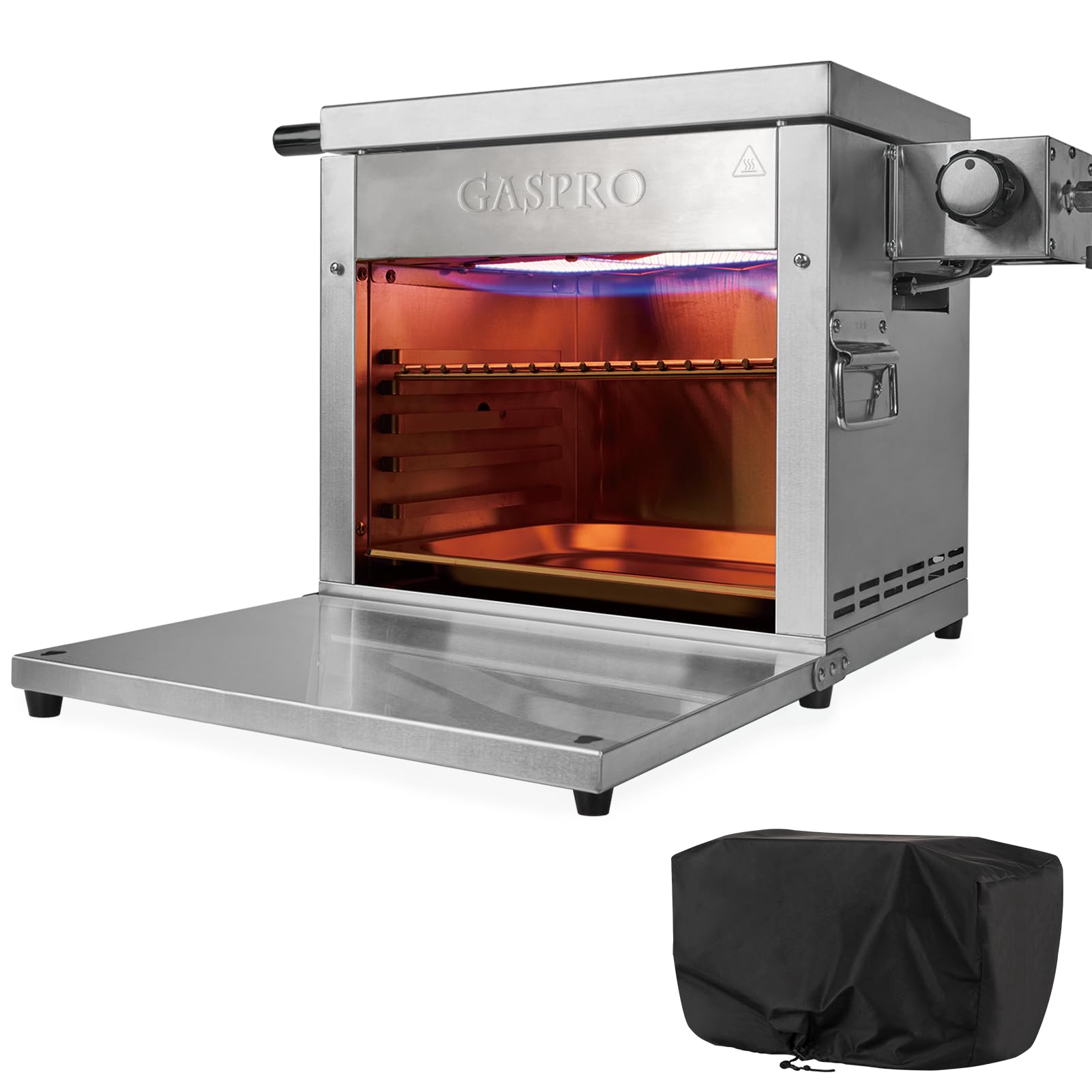 GASPRO 2-in-1 Propane Infrared Steak Grill with XL Cast Iron Griddle - 125 in² Large Cooking Area, Foldable Dustproof Design - Perfect for Outdoor BBQ, Camping & Backyard Parties