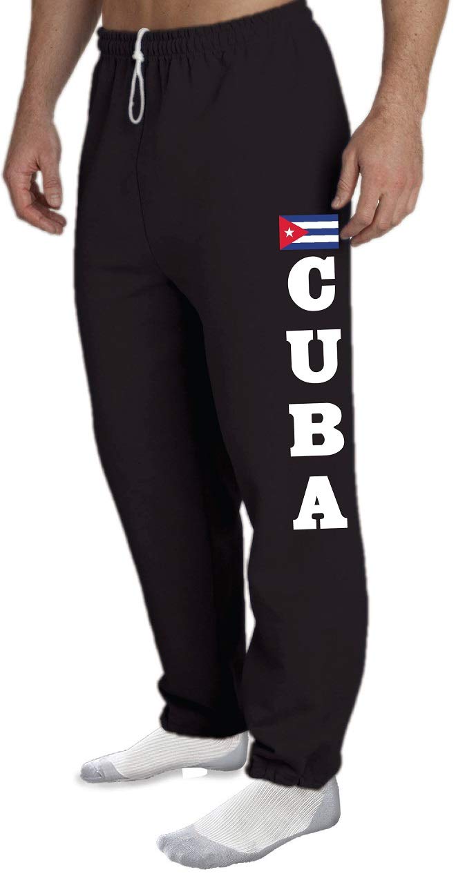 STUFF WITH ATTITUDE Cuba Open Bottom Black Sweatpants for Men - Comfortable Lounge Pants for Casual Wear, Gym, and Home Relaxation