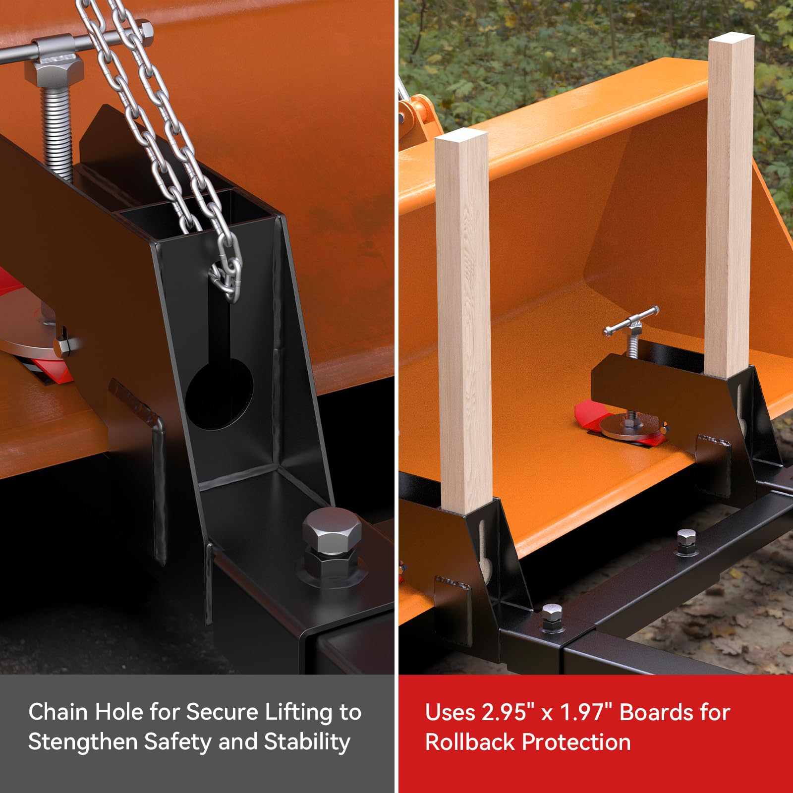 2025 Upgraded Black Clamp-On Pallet Forks with Non-Slip Pad & Tongue - 45