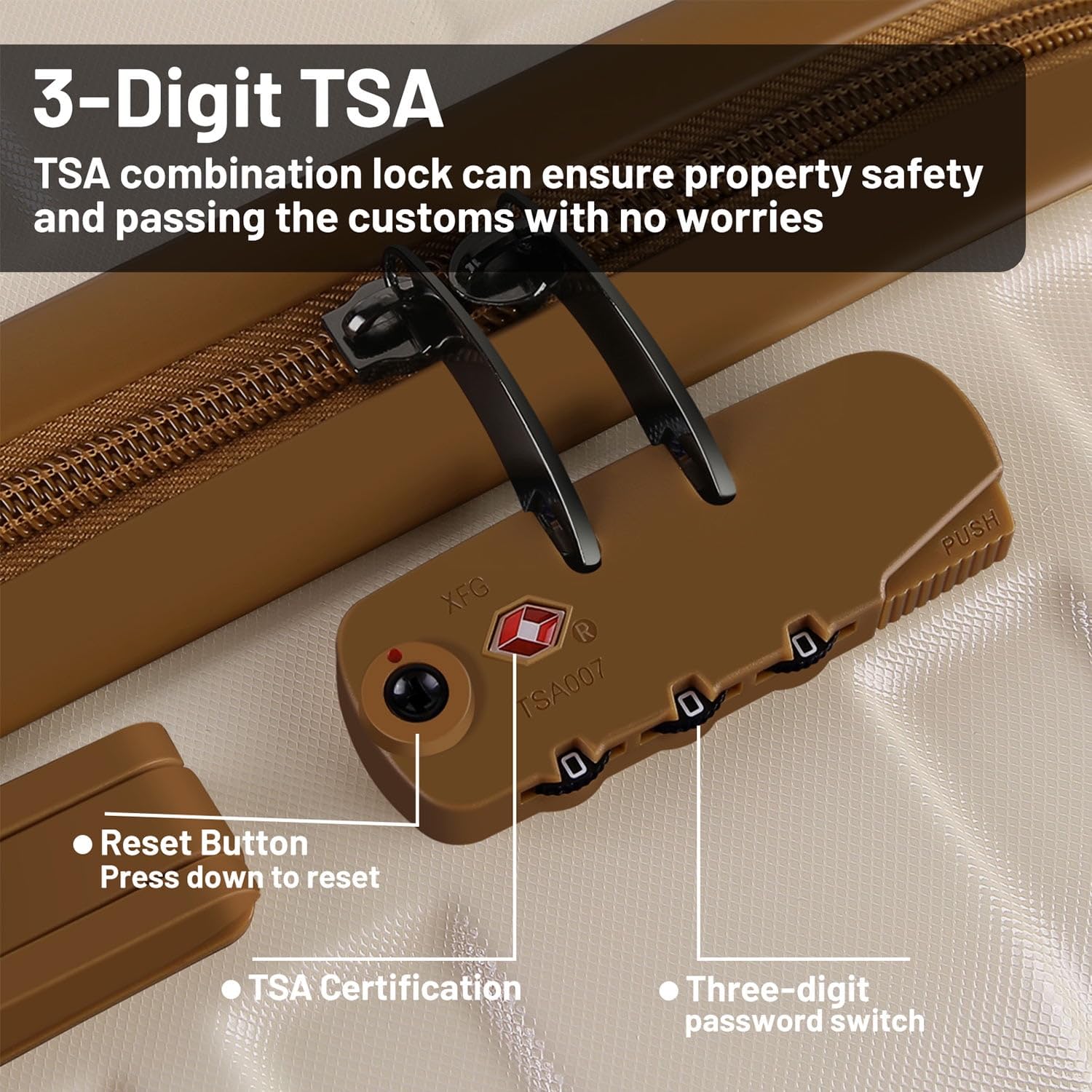 3-Piece Hardside Carry-On Luggage Set - 28/24/20 Inch Ivory Spinner Suitcases for Travel, Business Trips & Family Vacations | Lightweight Durable ABS Shell with TSA Lock