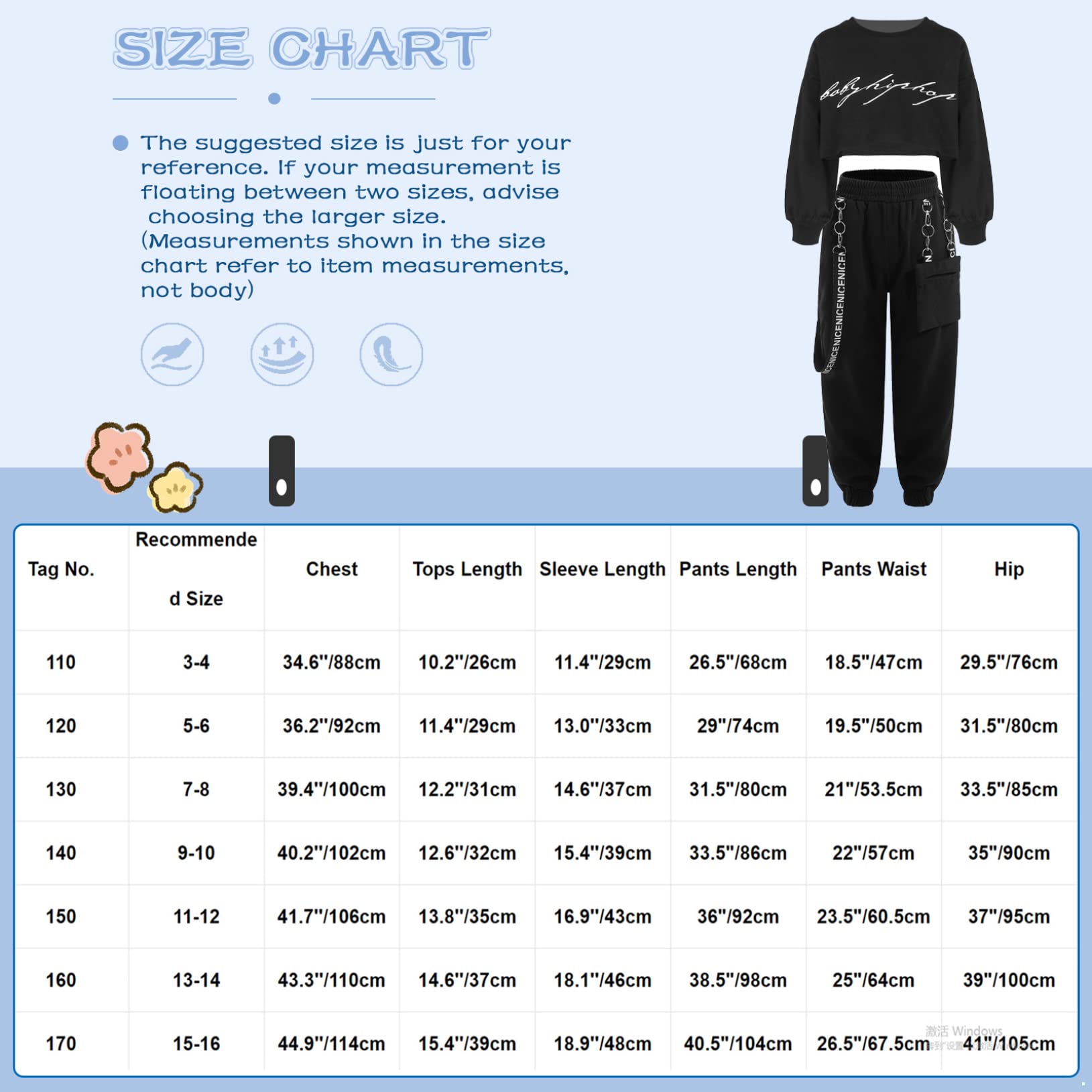 Freebily Girls' Tracksuit Set - Stylish Sweatshirt, Pullover Crop Top & Joggers for Dance, Jazz & Hip Hop | Perfect for Modern Dance Classes, Gym Workouts & Casual Streetwear
